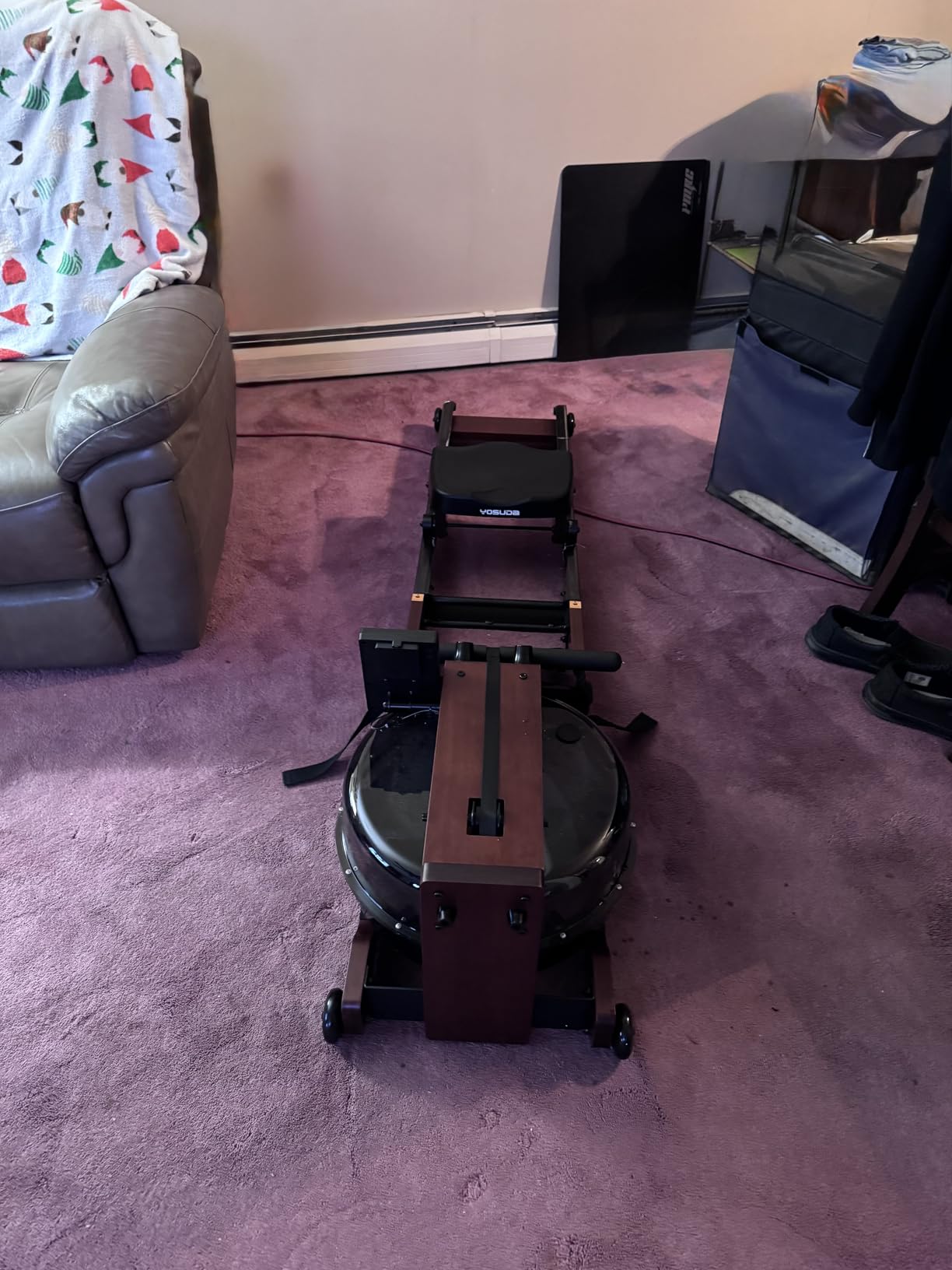 YOSUDA Water Rowing Machine Foldable for Home Use 5.8 Gal Large Water Tank | Immersive Wooden Water Rower Machine, Dedicated Monitor & Bluetooth APP, 4-Blade Paddle, 400LBS Weight Capacity customer photo 1