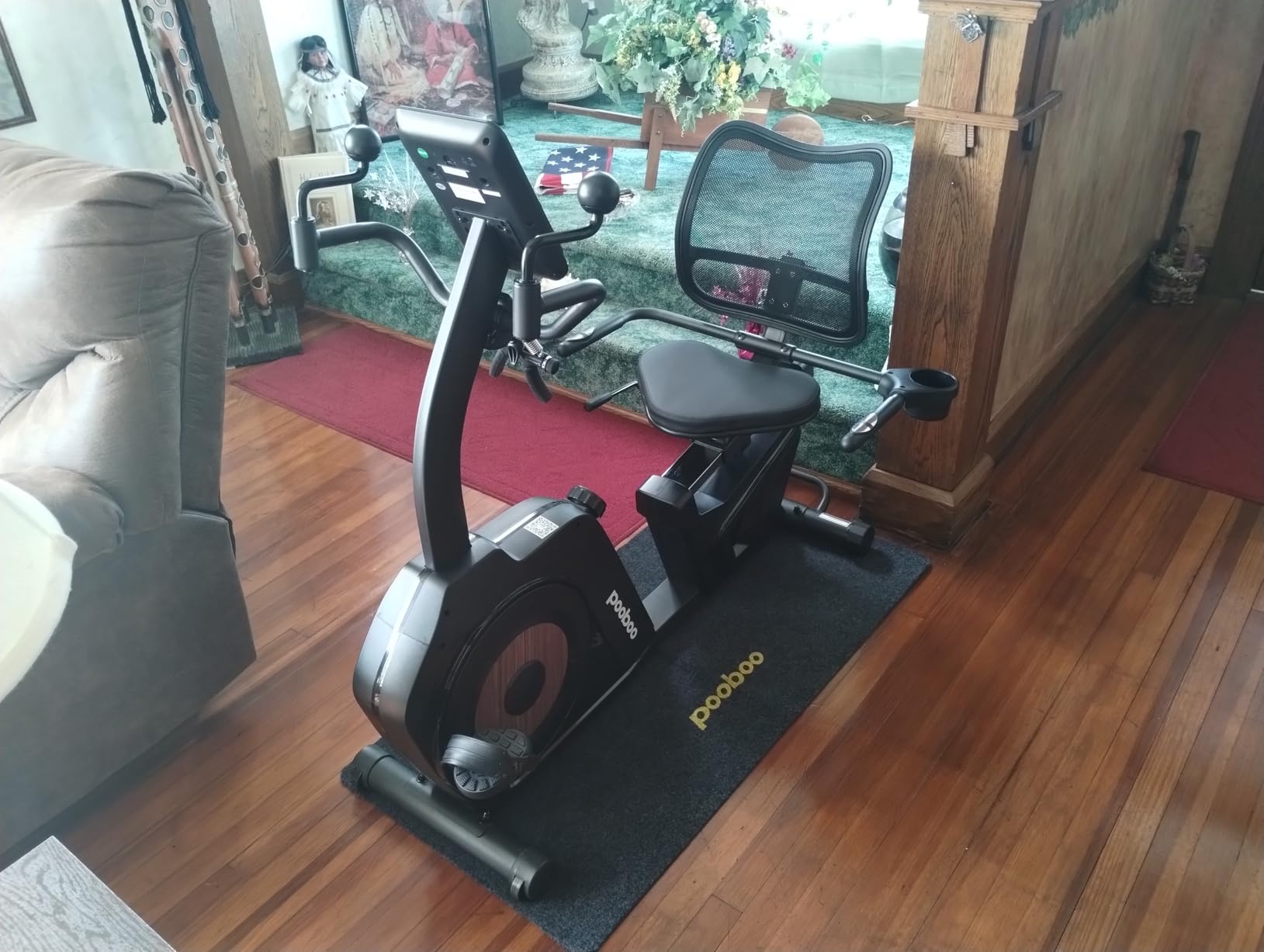 pooboo Recumbent Exercise Bike, Stationary Bikes for Home with Arm Exerciser, Magnetic Recumbent Bike with Ergonomic Backrest & Comfortable Seat, Smart APP, Pulse Sensor, 400LBS Weight Capacity customer photo 1
