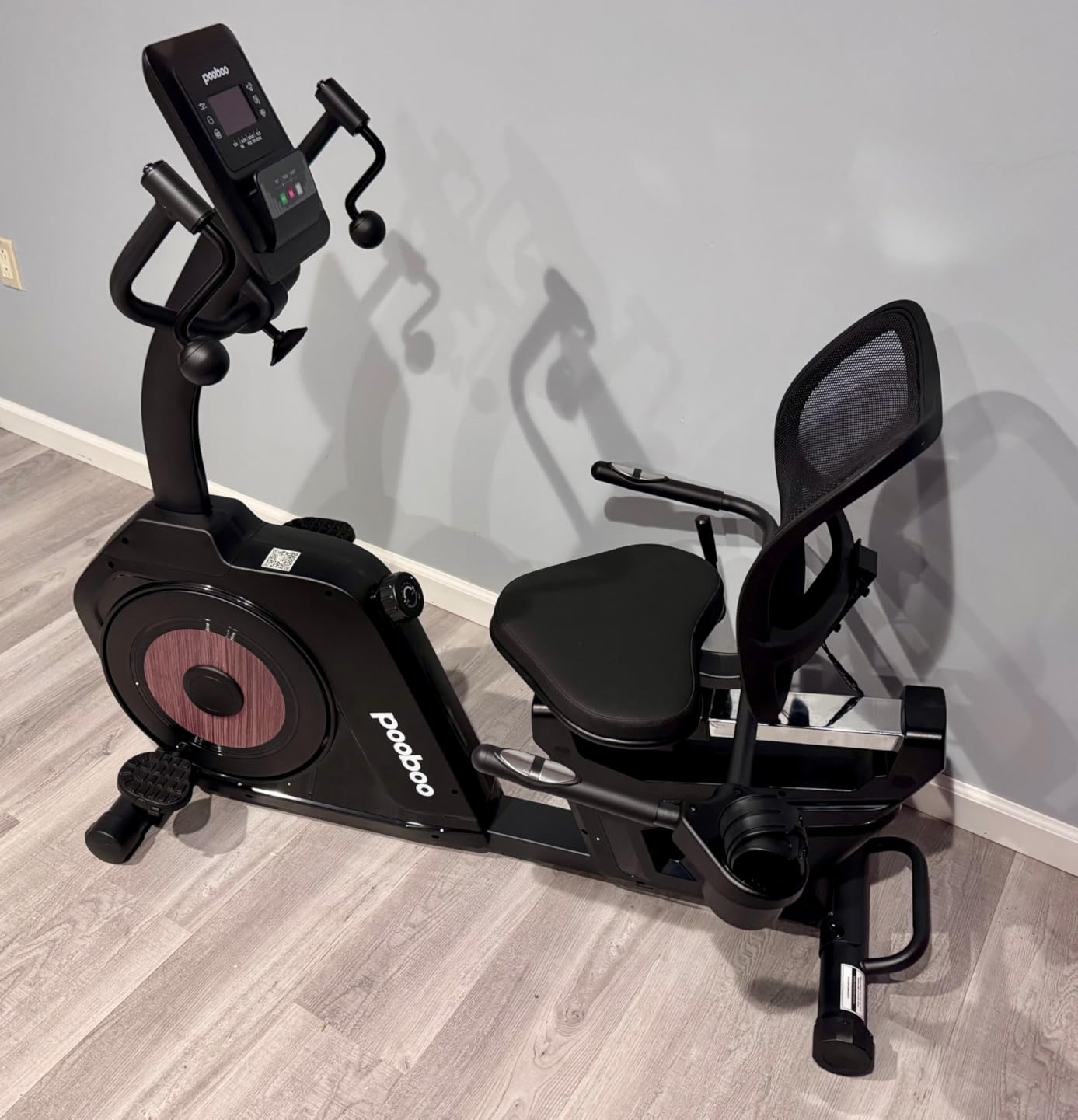 pooboo Recumbent Exercise Bike, Stationary Bikes for Home with Arm Exerciser, Magnetic Recumbent Bike with Ergonomic Backrest & Comfortable Seat, Smart APP, Pulse Sensor, 400LBS Weight Capacity customer photo 2