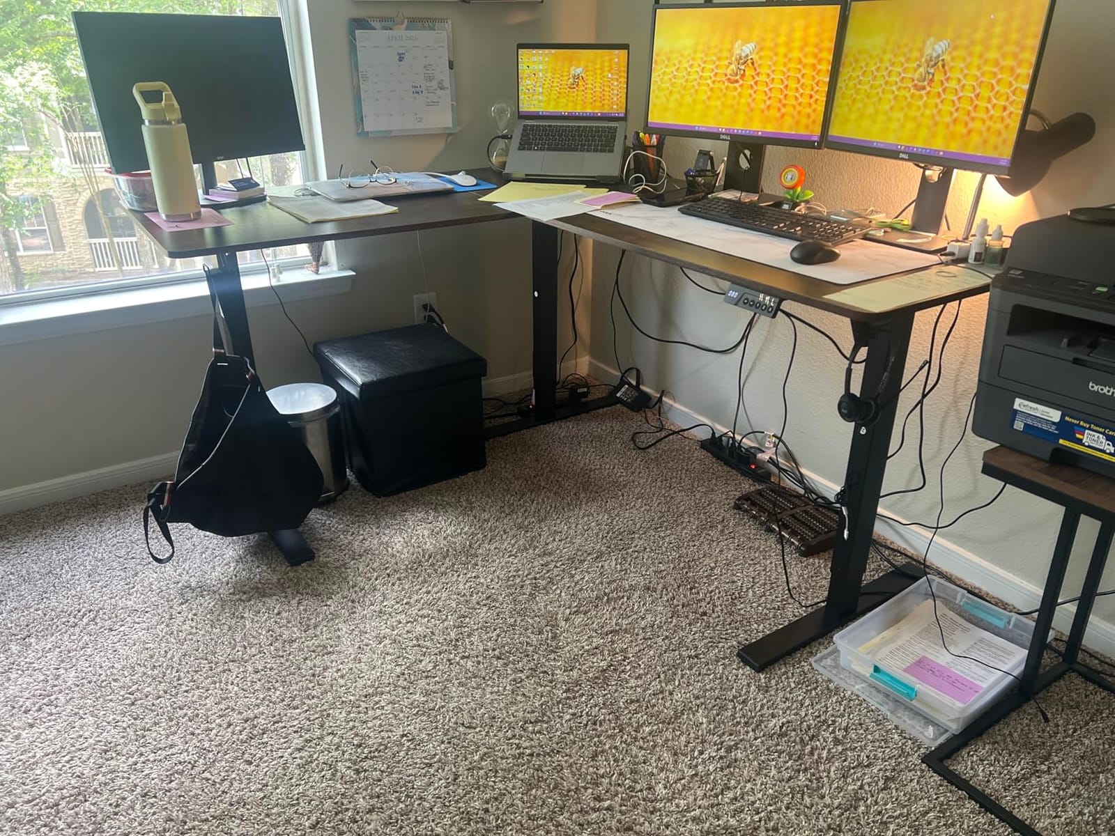 SIAGO L-Shaped Standing Desk - 63 x 55 Inch Adjustable Corner Standing Desk with Charging Station - L Shape Sit Stand Table with Memory Controller, Splice Board for Home Office customer photo 1