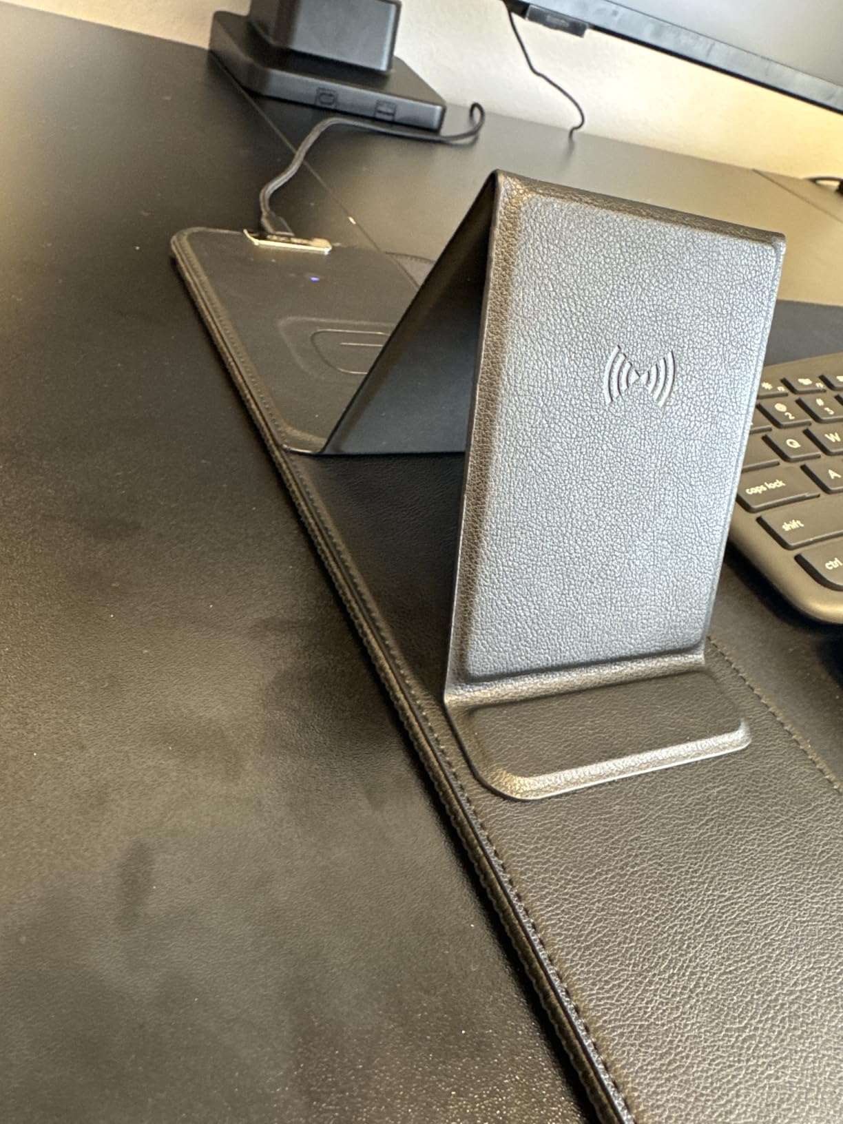 Wireless Charging Mouse Pad with Foldable Phone Holder, 31.5