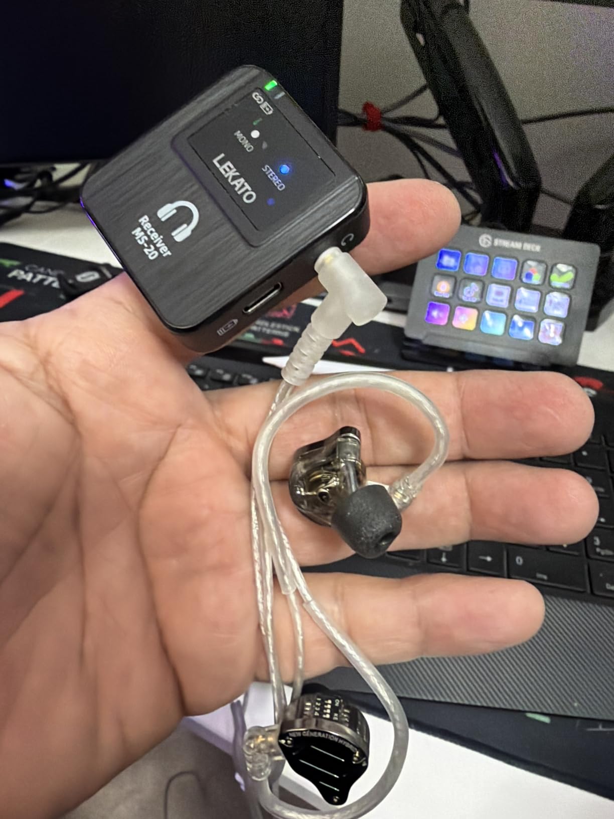 LEKATO Wireless in-Ear Monitor MS-20 Charging, 30H Battery Life with Box, 2.4G IEM System 1 Transmitter 2 Receivers Auto-Pairing, OTG Support, One to More, in-Ear Monitoring for Studio, Live, Singer, Band customer photo 1