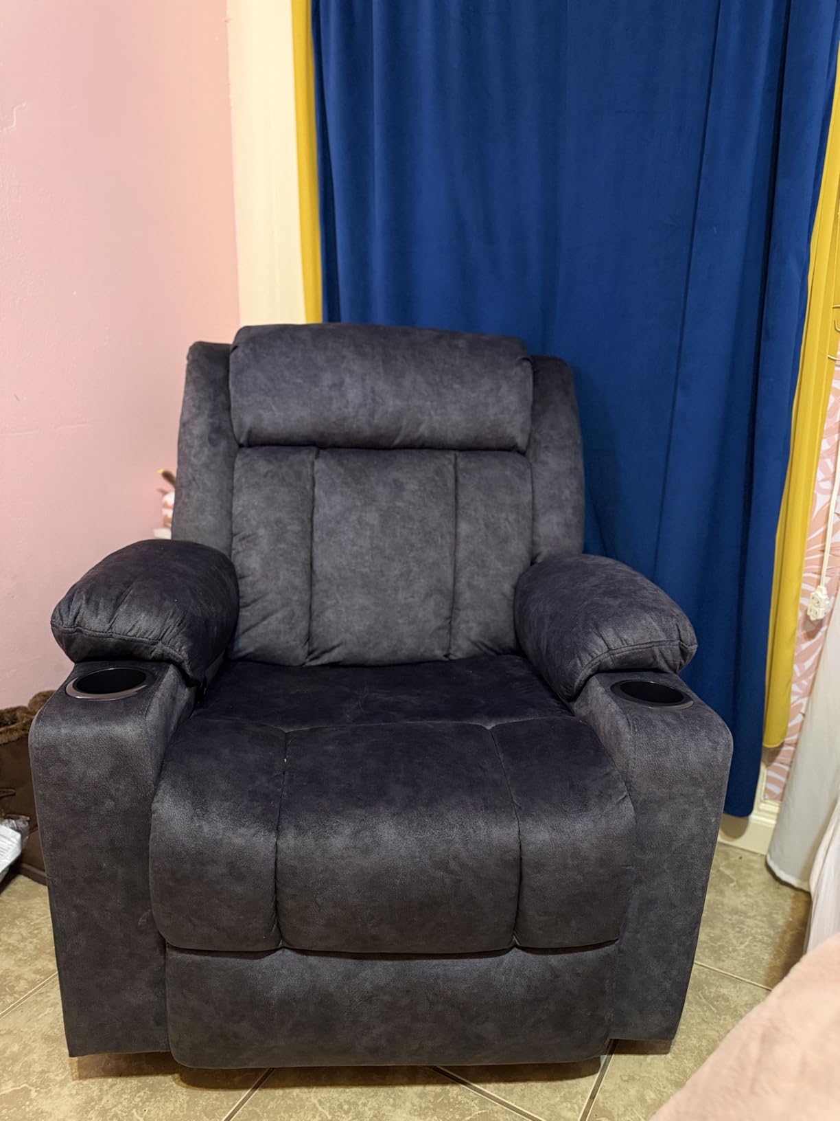LAFWELL Rocking Recliner Chair, Massage Rocker Recliner Chair with Vibration Massage and Heat, USB and Type-C Ports, 360° Swivel Faux Leather Chairs, Living Room, Bedroom, Nursery, RV, Black customer photo 2