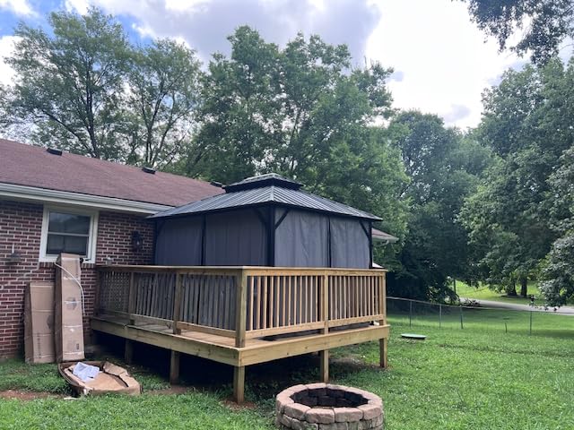 Aoxun Gazebo 10x12 Hardtop Gazebo with Double Galvanized Steel Roof, Gray customer photo 1