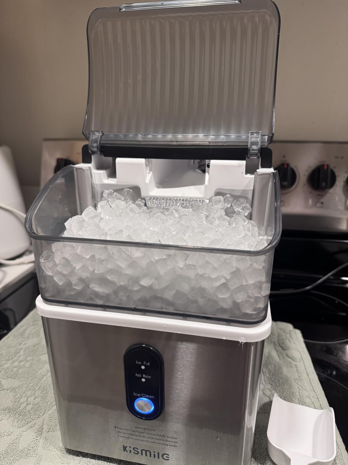 Kismile Nugget Ice Maker Countertop, 35 lbs/Day, Stainless Steel customer photo 1