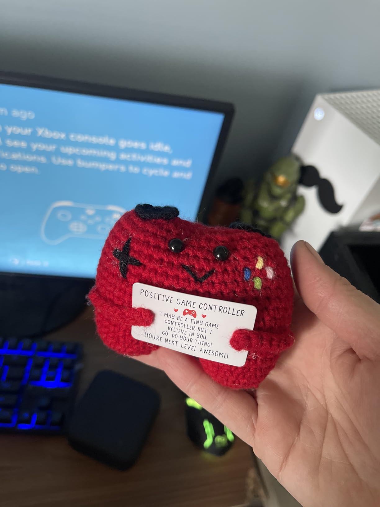 Gamer Gifts for Teen Boy, Positive Crochet Controller Gifts for Son Boyfriend Birthday, Gamer Gift for Teenage Boy, Boy Room Decor, Gaming Accessories for Kids Christmas customer photo 1