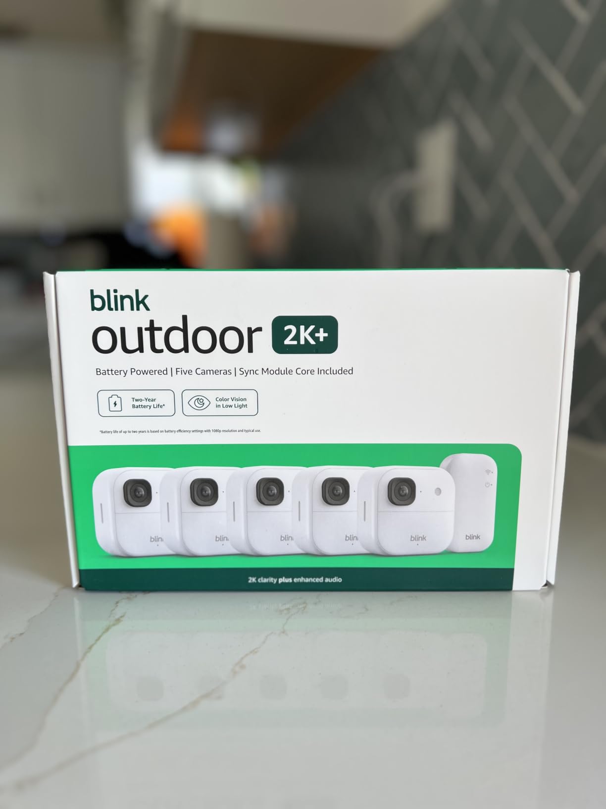 Blink Outdoor 2K+ (newest model) - Wireless smart security camera, 2K video resolution, enhanced audio, two-year battery, Sync Module Core included - 5 camera system customer photo 1
