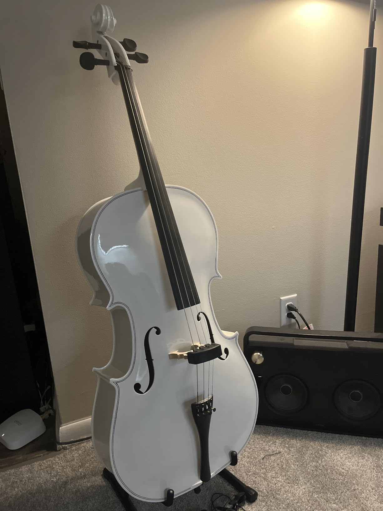 Full Size Cello Kit, Acoustic Cello Instrument for Adults,Students,Beginners,Complete Cello 4/4 Set with Portable Bag, Bow, Rosin, White Color customer photo 1
