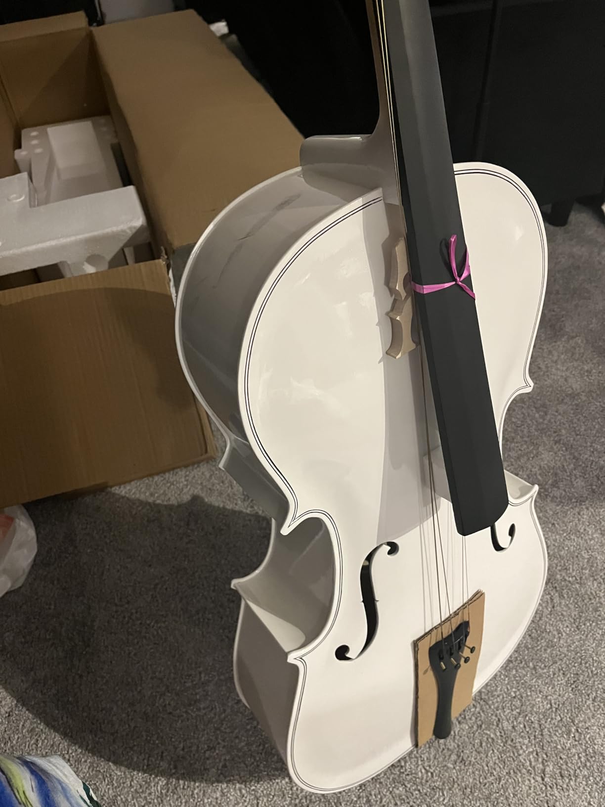 Full Size Cello Kit, Acoustic Cello Instrument for Adults,Students,Beginners,Complete Cello 4/4 Set with Portable Bag, Bow, Rosin, White Color customer photo 2