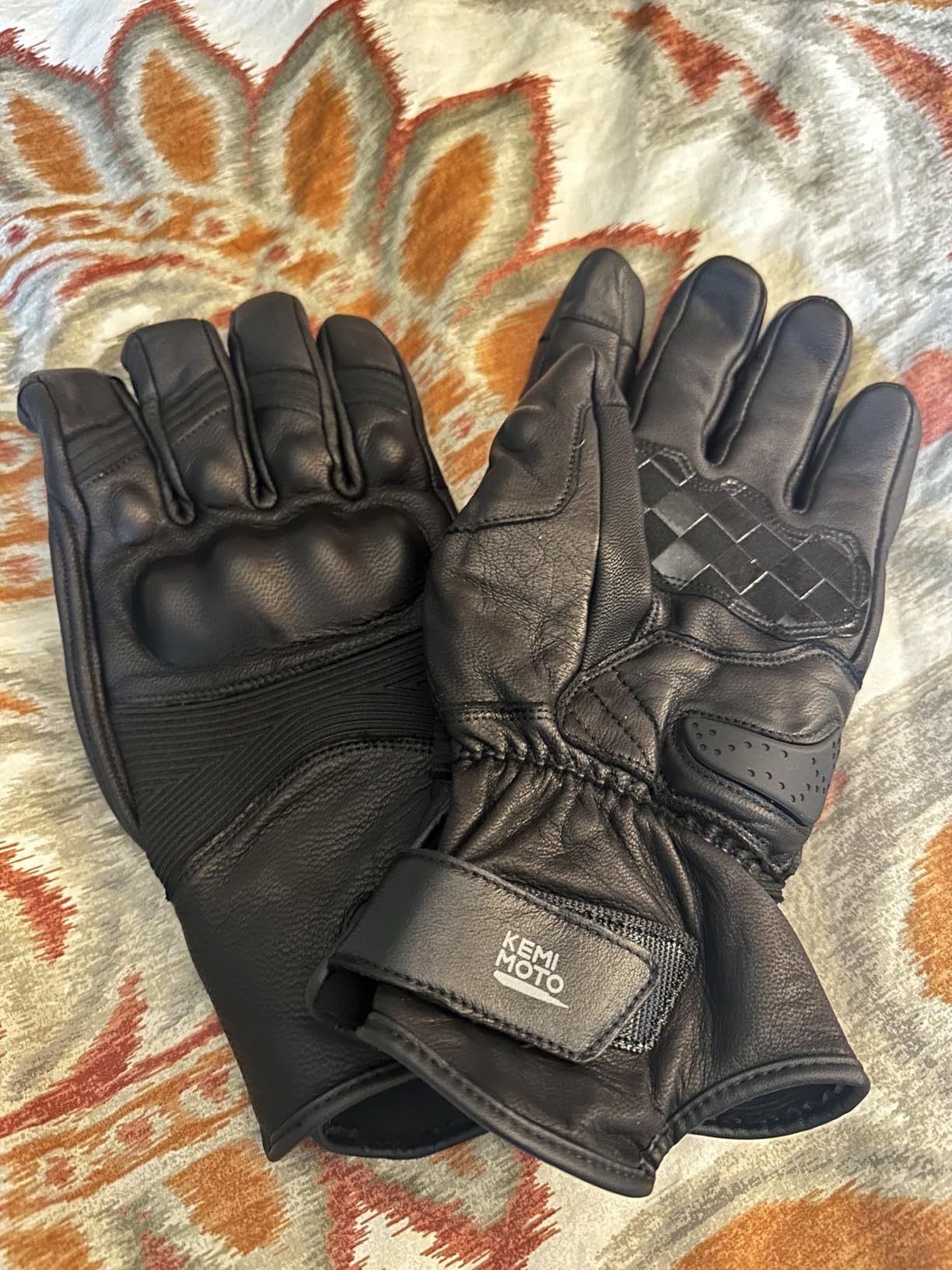 KEMIMOTO Winter Leather Motorcycle Gloves for Men, Gauntlet Warm Gloves with Knuckle Protection Touchscreen for Motorcycle Riding customer photo 1