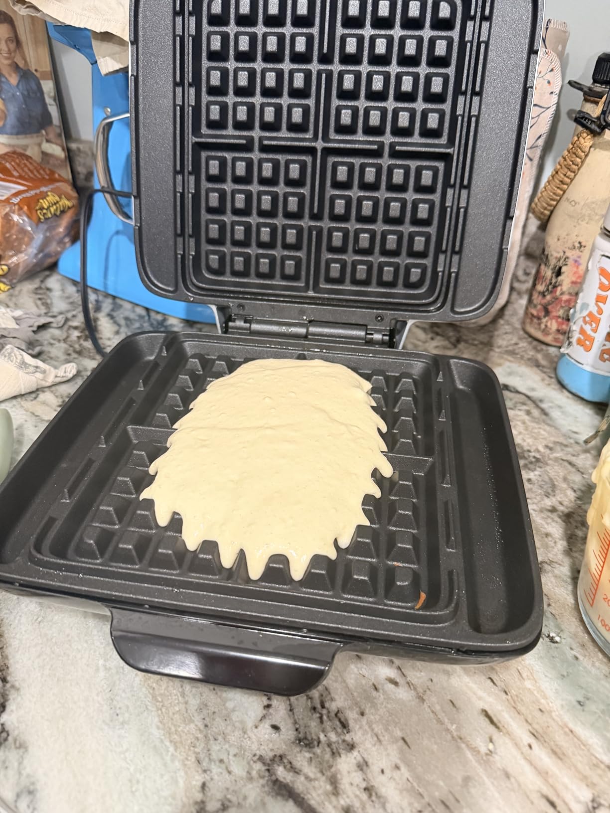 Dash No-Drip Waffle Maker, 4 Square Mini Waffles at Once, Cream | Small Waffle Iron for Families, Kids Breakfast Sandwiches, Waffle Sticks, Chaffles & Hash Browns, Nonstick customer photo 1