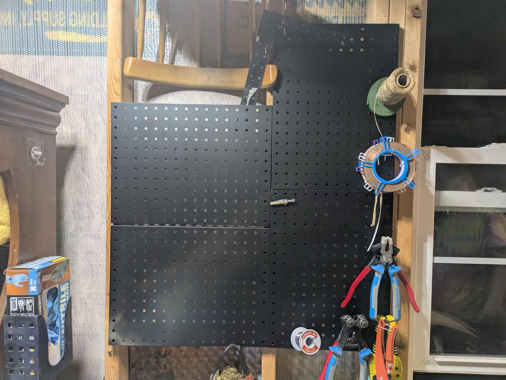 Heavy Duty Peg Board, 4 Pack Metal Pegboard Panels with 50 Hooks | Black Pegboard Organizer - Heavy Duty Wall Mount Storage System for Garage Tools, Workbench, Office & Home Organization customer photo 2