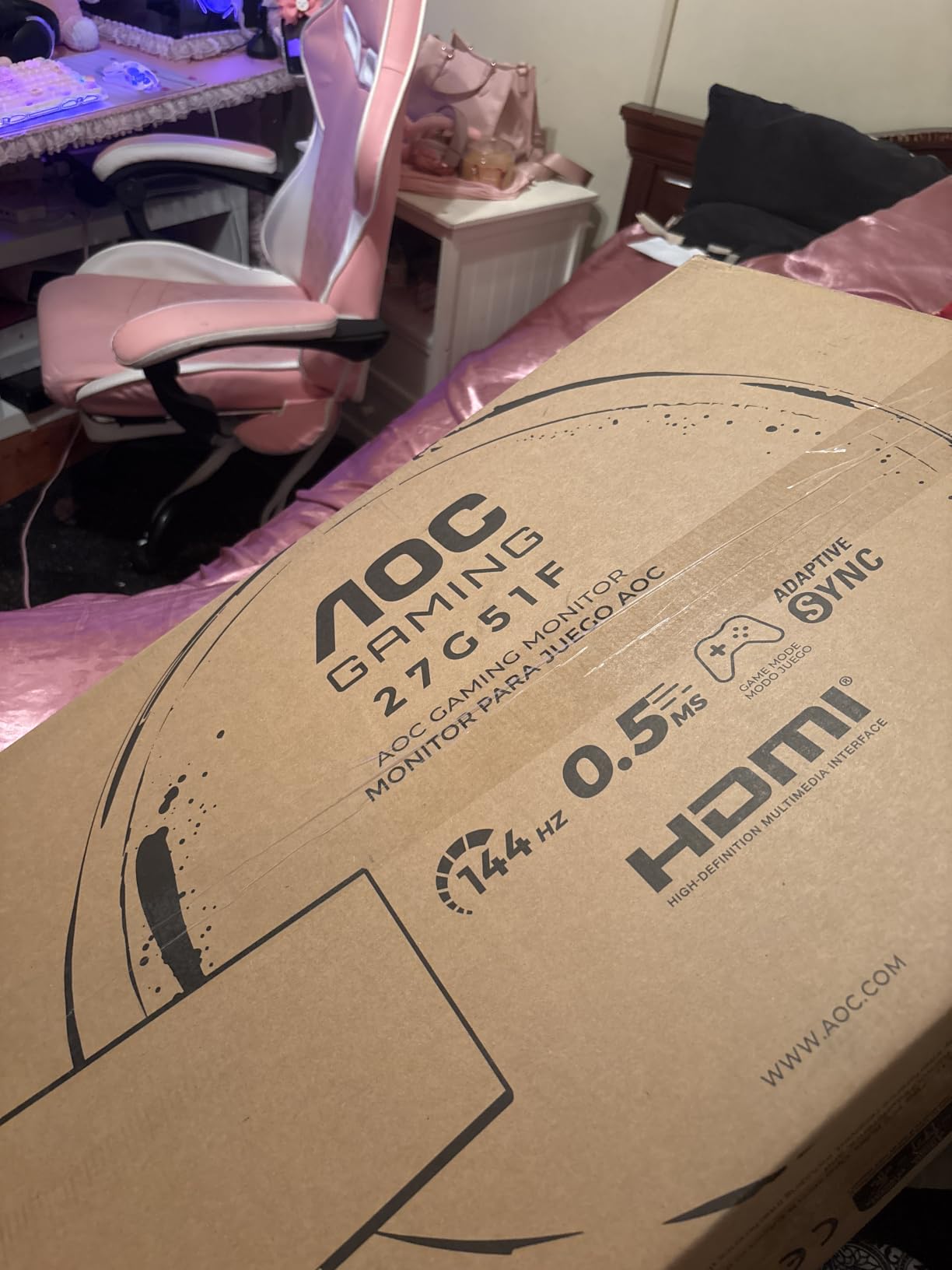 AOC 27 Inch Gaming Monitor FHD 144Hz Fast IPS 0.5ms HDR, 27G51F customer photo 1