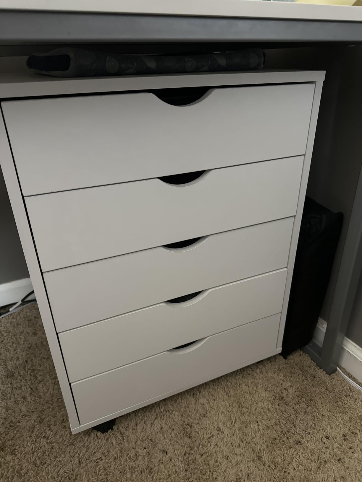 5 Drawer Rolling Storage Cabinet, Mobile File Cabinet for Office, White | Rolling Storage Cabinet with 5 Drawers for Desk Drawer Organization, Home Office Storage and Printer Stand customer photo 2