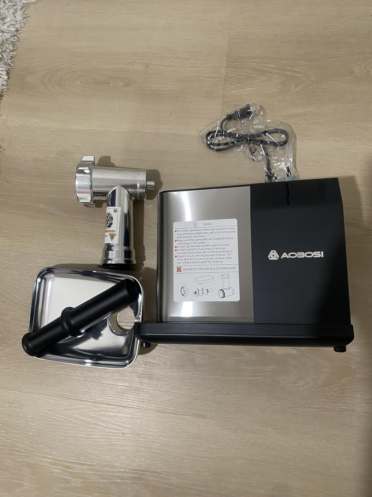 AAOBOSI Multifunctional Digital Meat Grinder Electric 3000W Max | 9 Touch Screen Presets, Auto-Reverse & Built-in Storage - Grinding, Sausage & Kibbe & Grate Cheese Making for Home Use customer photo 2
