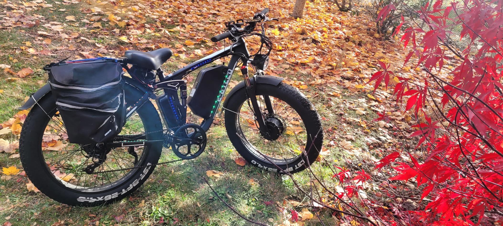 9000W Peak Electric Bike for Adults, 52V 32AH Dual Motor E-Bike, Up to 110 Mile & 50MPH All-Terrain Fat Tires Full Suspension 24/26