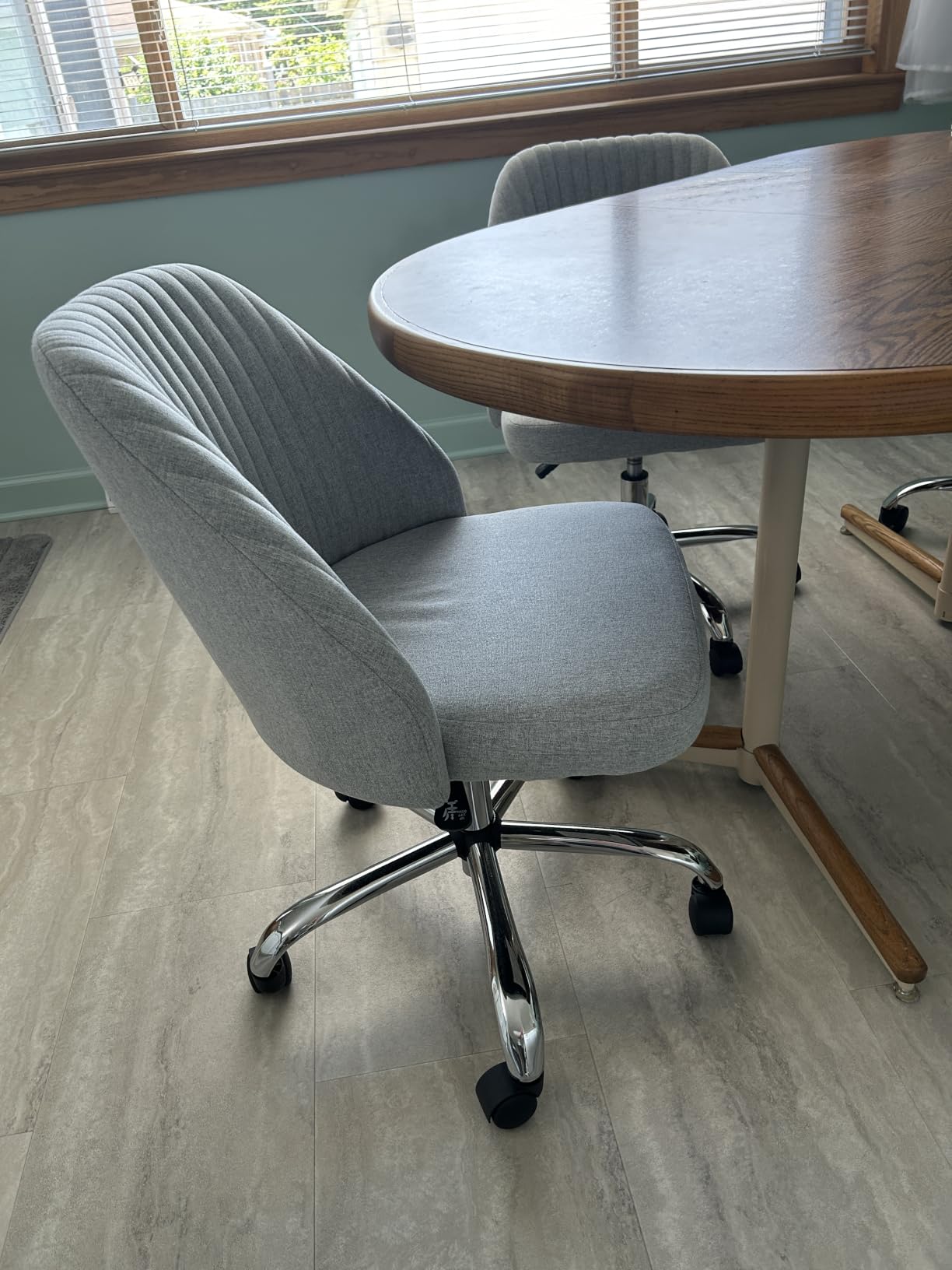 DUMOS Home Office Chair, Comfy Desk Chair with Rolling Wheels | Armless Height Adjustable, Wide Seating, Vanity Swivel Task, Bedroom Student Adults, Classic Grey customer photo 1