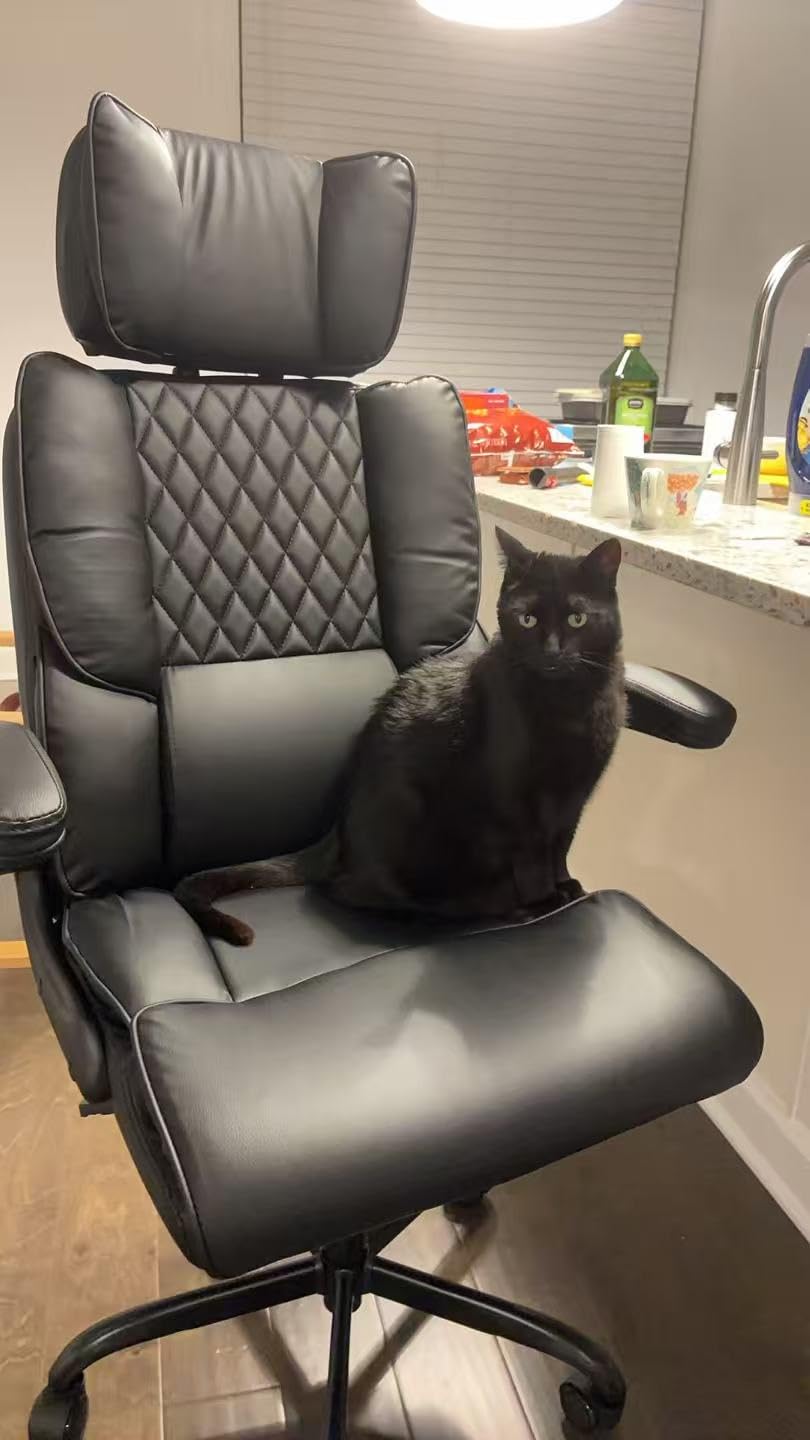 Sytas 400lbs Big and Tall Executive Office Chair with Adjustable Headrest, Lumbar Support, Flip-Up Arms, Black customer photo 2