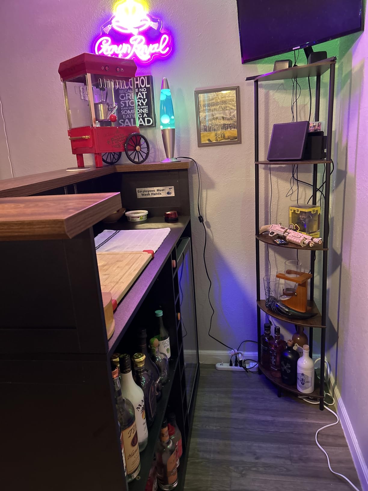 GDLF L-Shaped Home Bar Cabinet with Fridge Space, Oversized Basement Bar | Seats 5+ Guests, Premium Wood-Grain Finish, Sculpted Edge Details, Fridge Space & Wine Storage customer photo 2