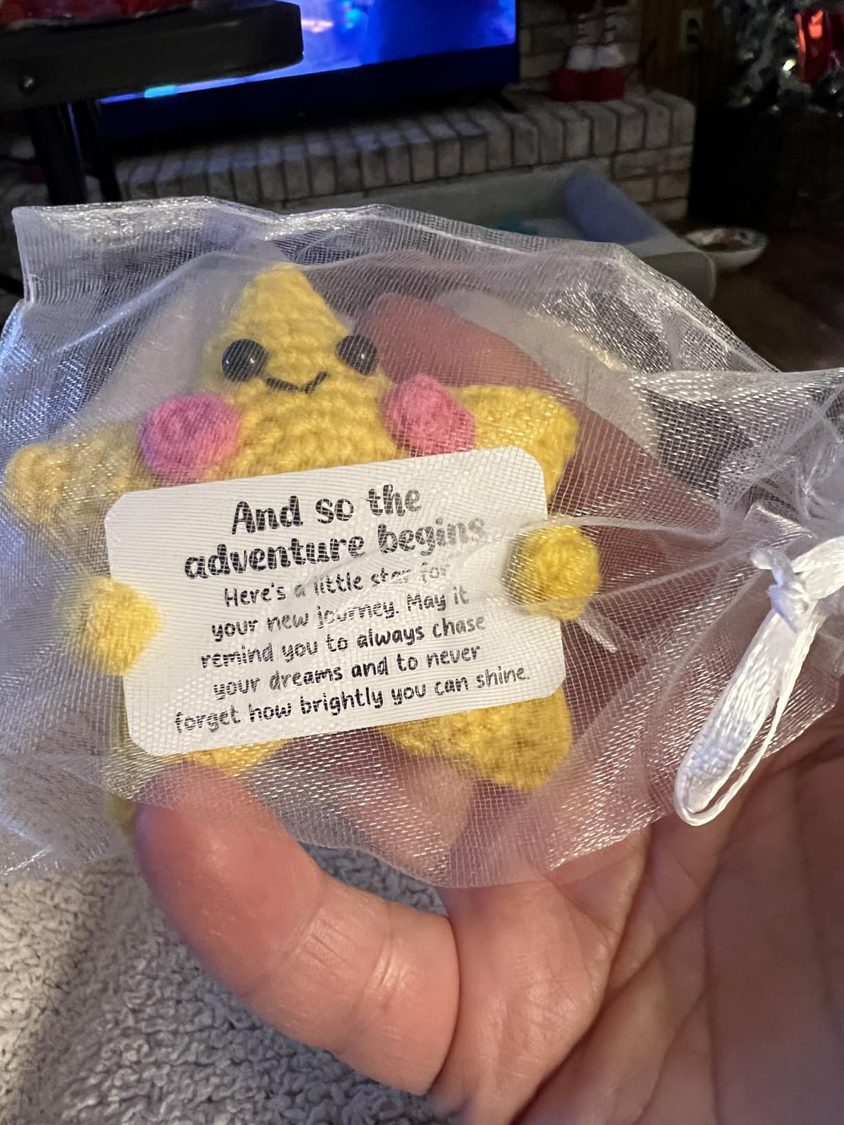 Crochet Star Graduation Gift, New Job & Good Luck Keepsake, Farewell & Moving Gift for Coworker Friend, Motivational Desk Decor for Student, Congratulations for New Adventure customer photo 2