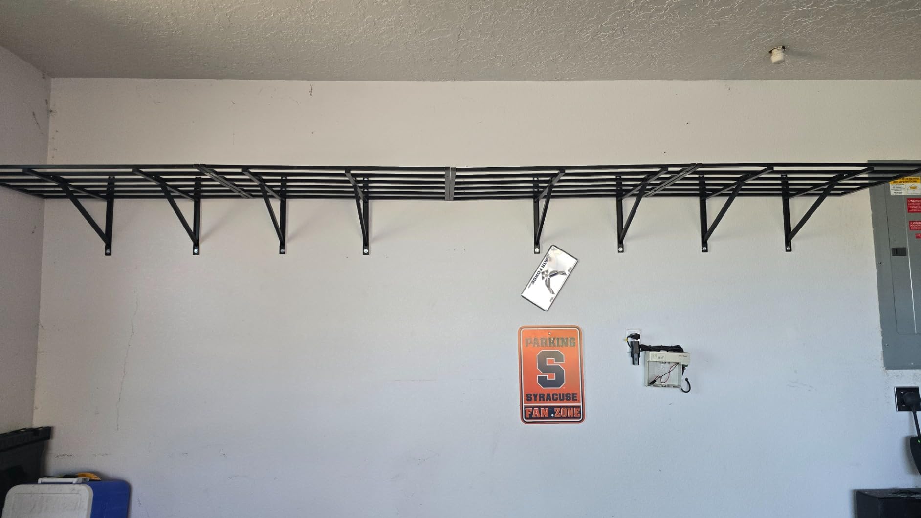 fleximounts 2-pack 2x6ft heavy duty garage wall shelving, 1200lbs capacity, garage shelving wall mounted with 8 hooks, storage for power tools, garden supplies, storage bins, lite series customer photo 1