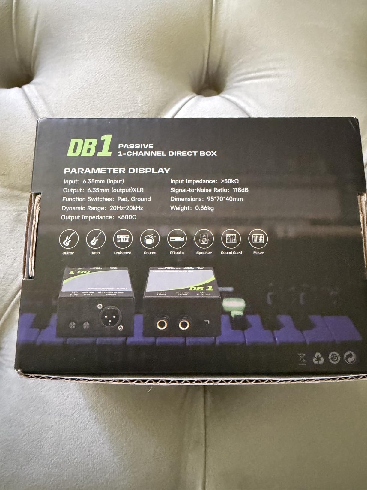 Bolanle DB1 Passive 1-Channel DI Box, Reamp Hum Eliminator XLR Mono customer photo 1