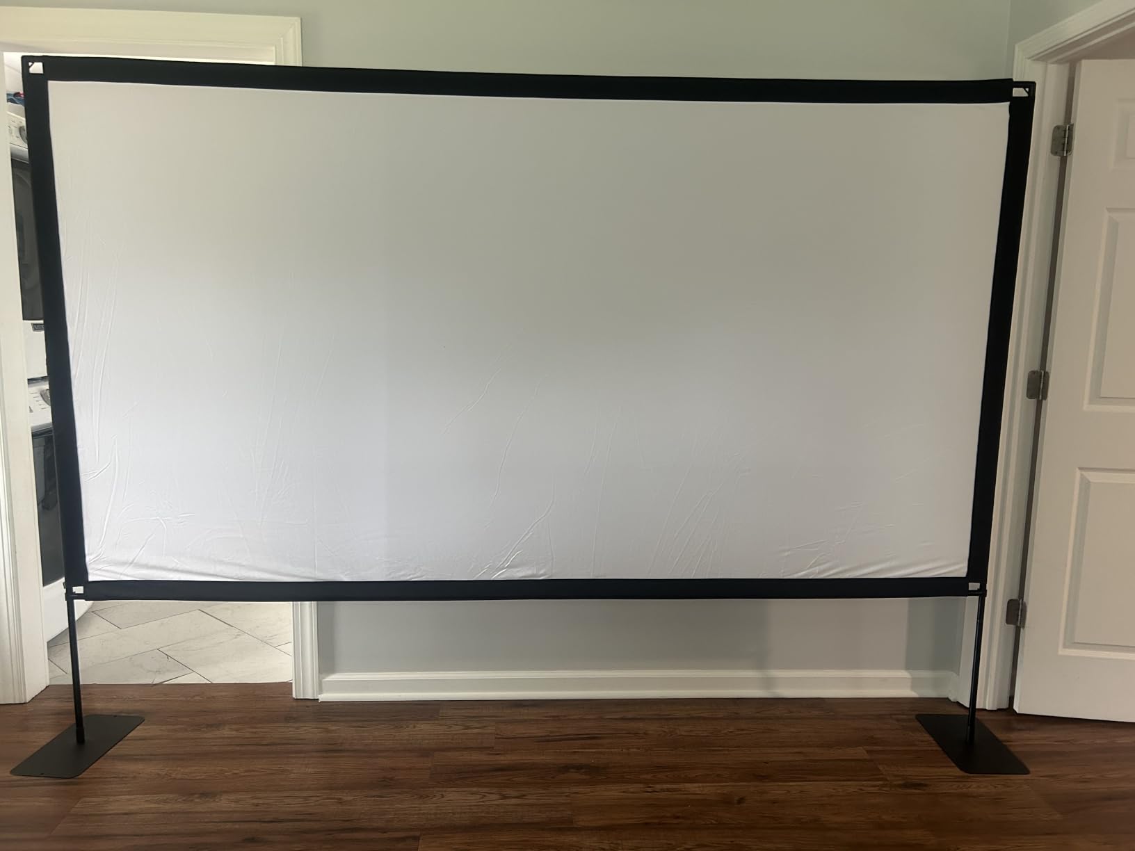 120inch Projector Screen with Stand: Portable Projector Screen Outdoor Indoor Front/Rear 16:9 4K HD with Carry Bag Sandbag - Movie Screen for Backyard Movie Night, Camping, Theater customer photo 1