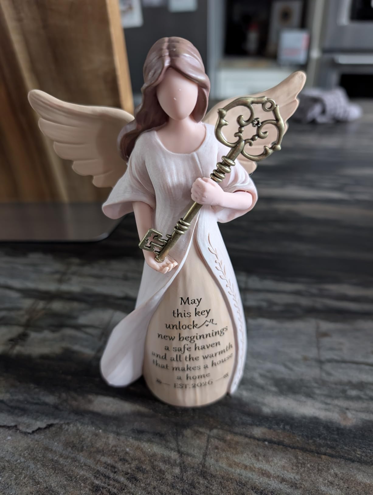 Storieme Housewarming Angel Figurine, House Warming Gifts New Home | Handmade resin with gift-ready package, perfect entryway table decor symbolizing new beginnings for homeowner women friend customer photo 2