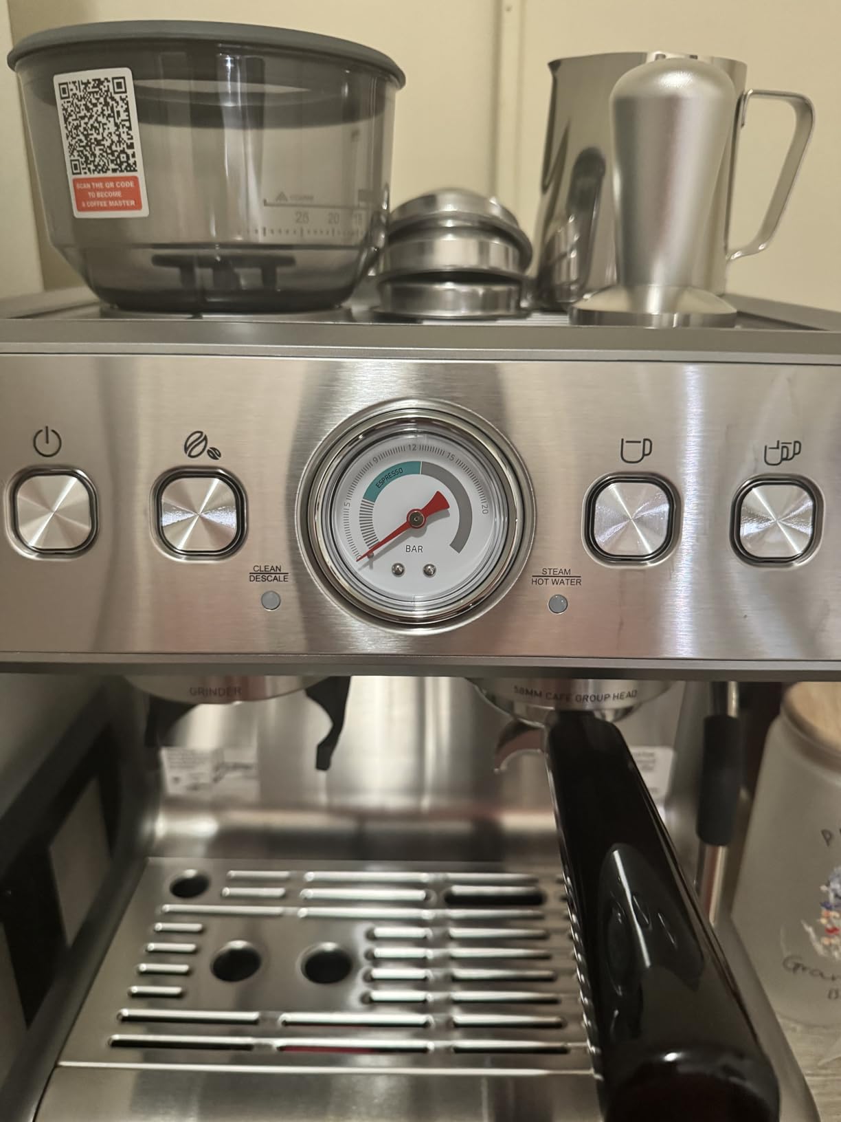 Electactic 15 Bar Espresso Machine with Grinder & Milk Frother, 58mm Expresso Coffee machines, Dual Boiler customer photo 1