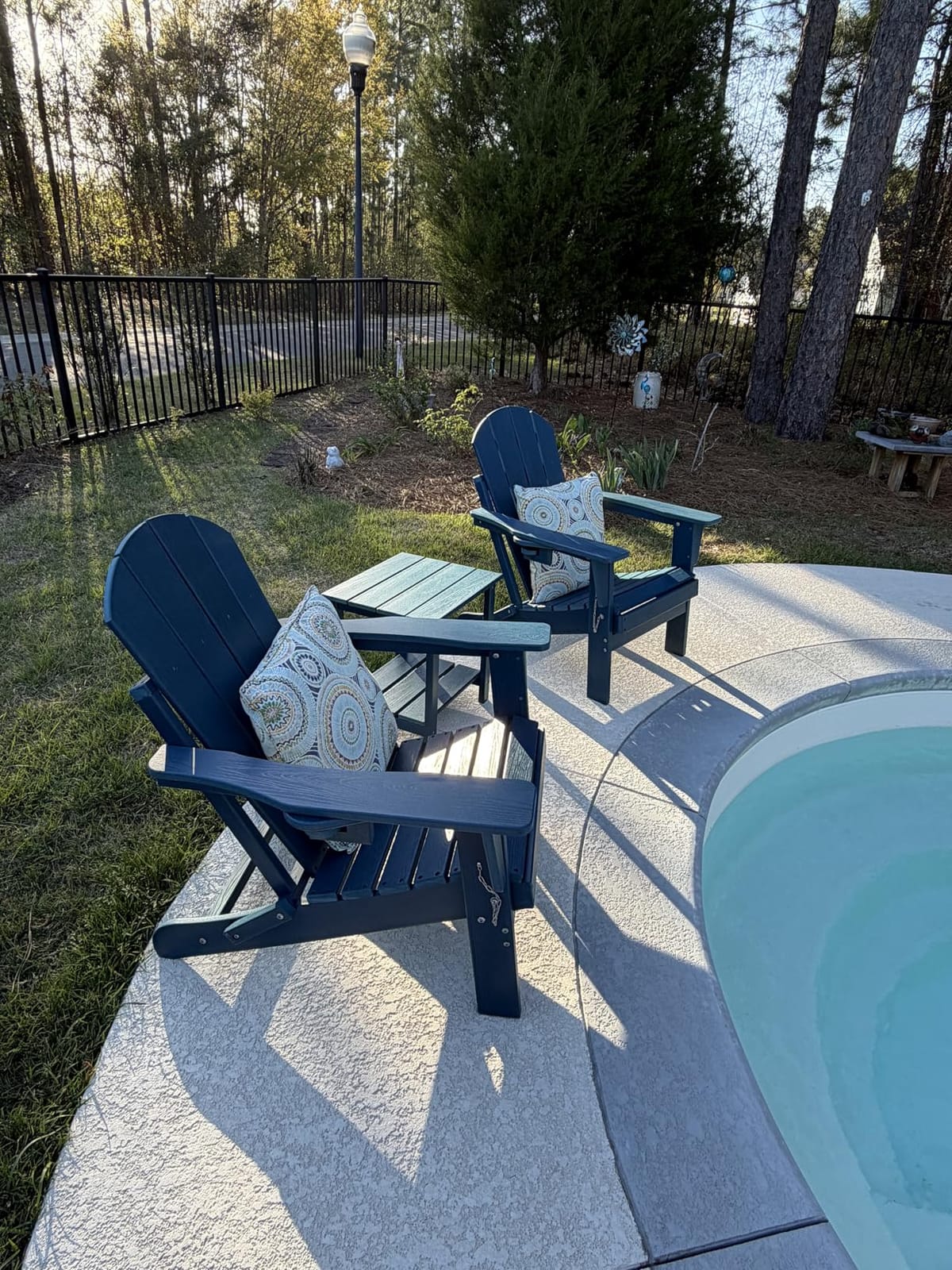 HDPE Folding Adirondack Chair Set of 2 with Side Table, Navy Blue customer photo 2