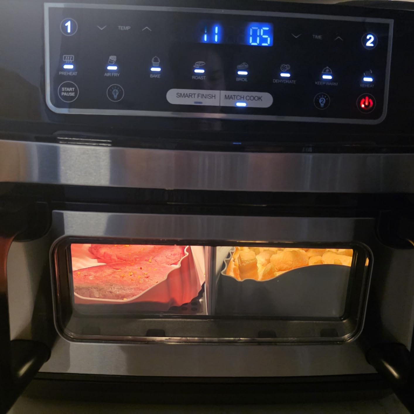 Emphsism 12QT Large Dual Zone Air Fryer with Removable Divider, 1 x 12QT Mega Zone or 2 Independent 6QT Zones, Separate Presets, 8-in-1 Family Size, LED Touchscreen, Nonstick Dishwasher-Safe Basket customer photo 2