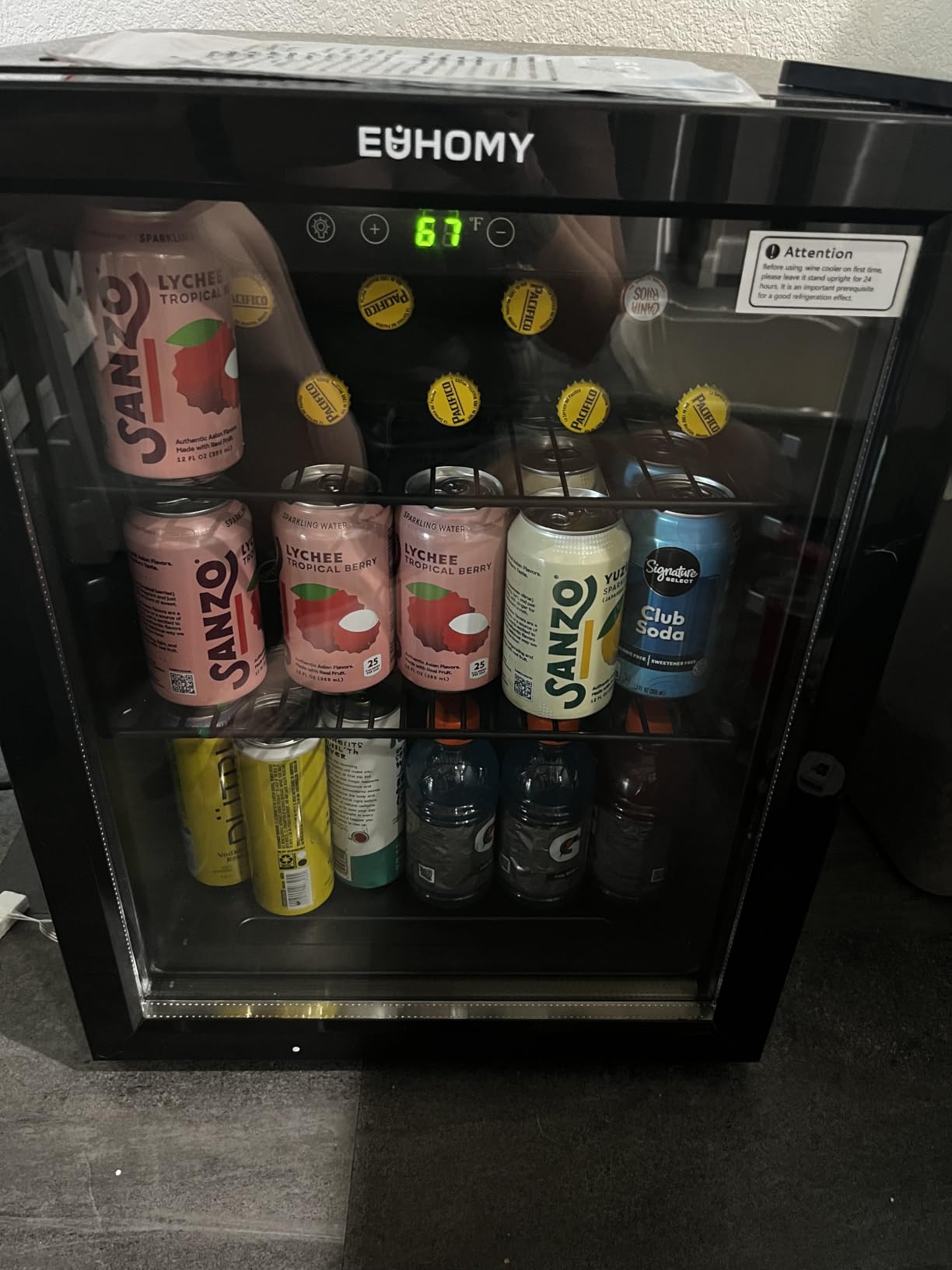 EUHOMY 130 Can Mini Fridge, Beverage Refrigerator with Glass Door, Silver | 3.2 Cu.ft Capacity, 37°F to 61°F, Compressor Cooling, Digital Temperature Control, Removable Shelves, Home Bar Office Use customer photo 1