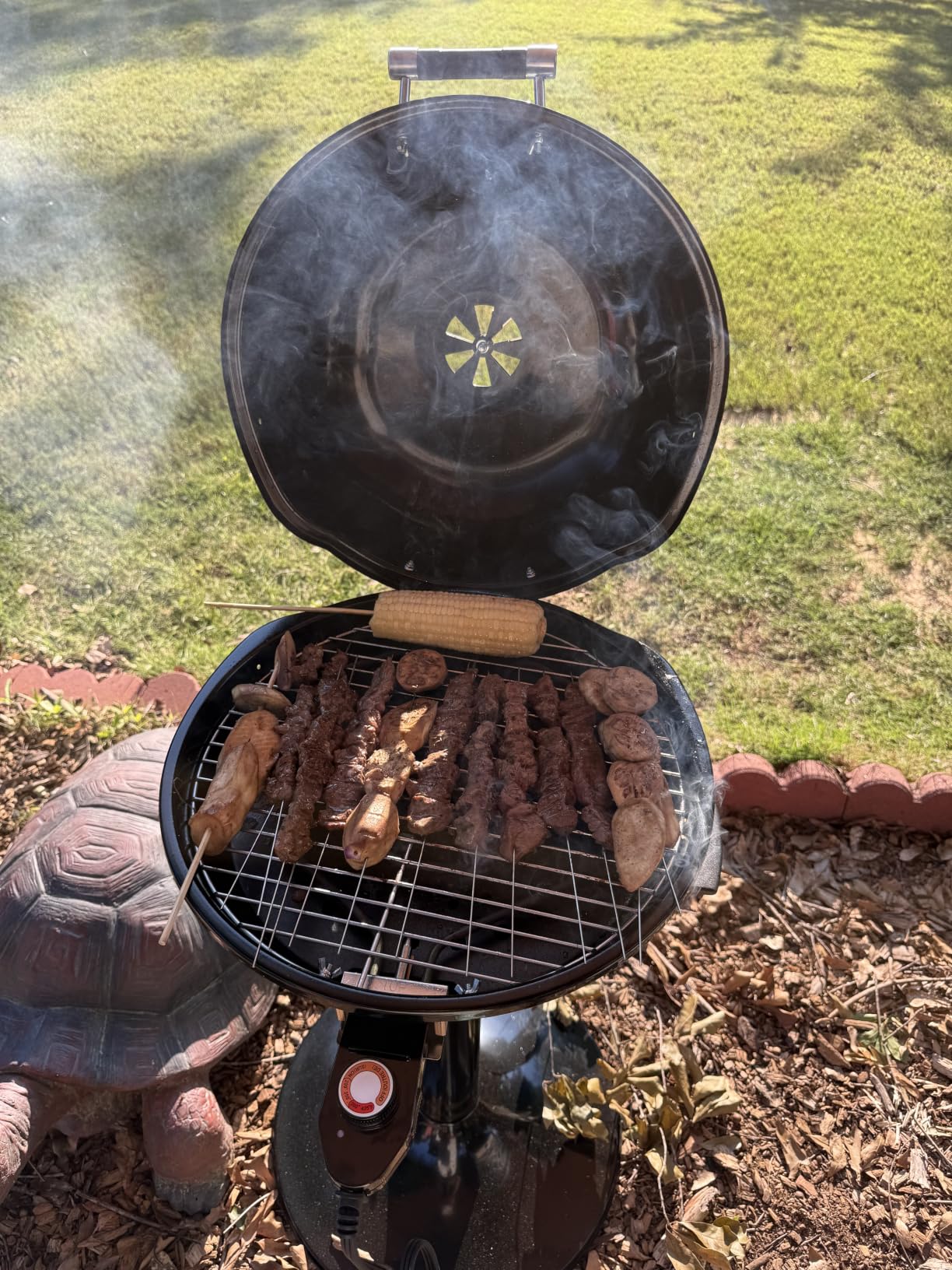 Electric Grill Outdoor, CUSIMAX Electric BBQ Grill, 1600W Portable BBQ with Lid for Cookouts, BBQ Gatherings, Small Spaces, Adjustable Heat, Removable Stand Grill, Oil Collector customer photo 1