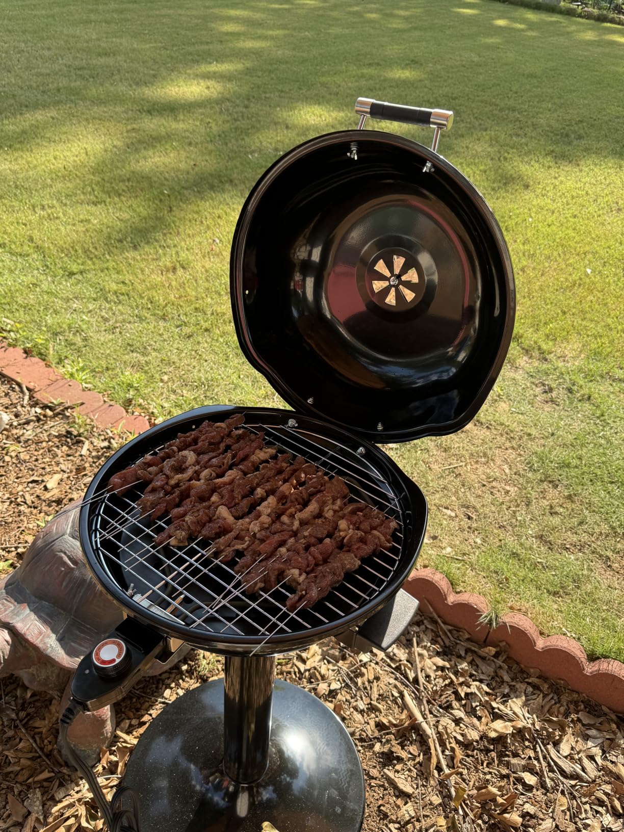 Electric Grill Outdoor, CUSIMAX Electric BBQ Grill, 1600W Portable BBQ with Lid for Cookouts, BBQ Gatherings, Small Spaces, Adjustable Heat, Removable Stand Grill, Oil Collector customer photo 2