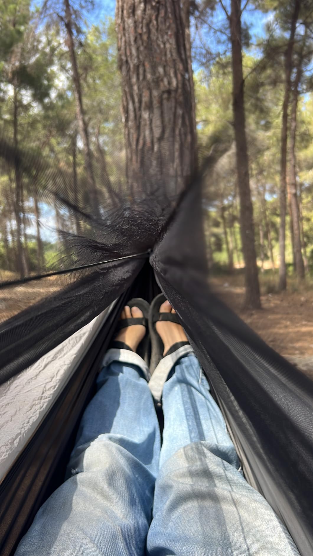 Camping Hammock with Mosquito Net, 500 lbs Portable Hammock with Tree Straps, 2-in-1 Double/Single Travel Hammock Tent for Outside/Indoor/Backpacking/Beach - Black & Grey customer photo 2