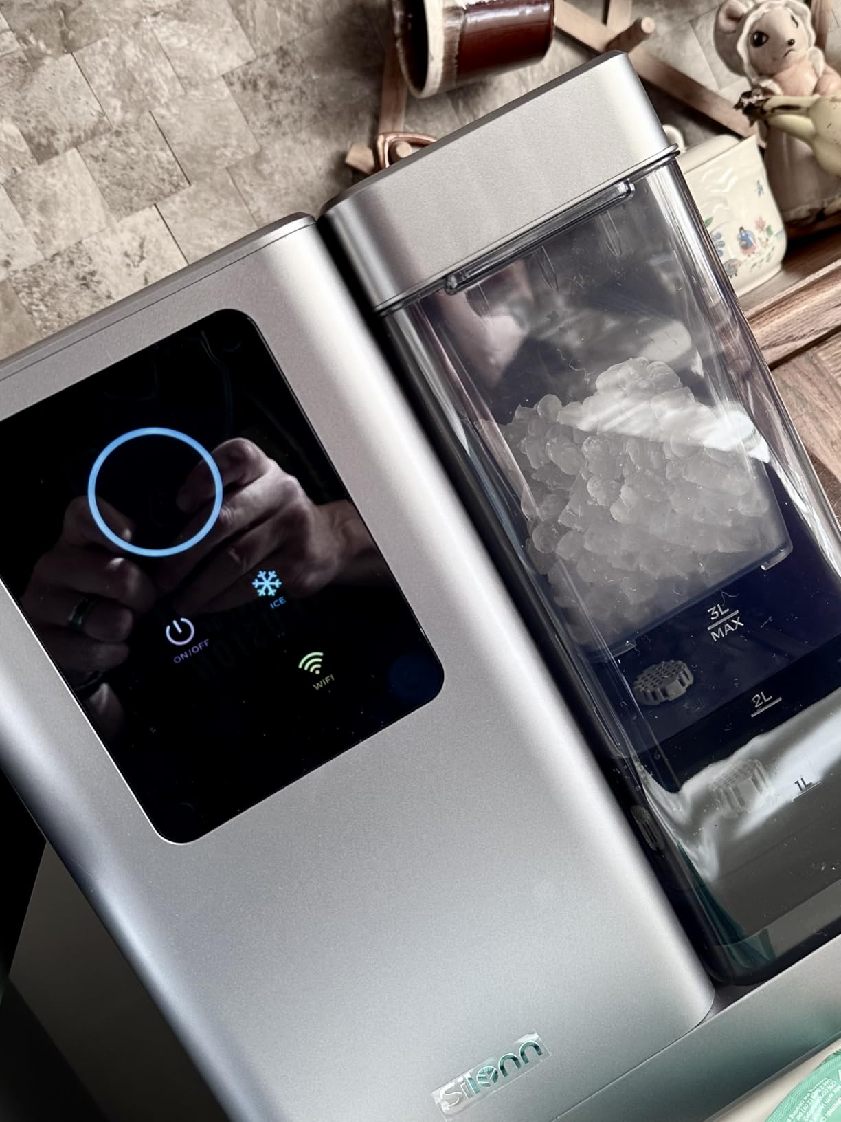Silonn Nugget Ice Maker Countertop with App & Voice Control, 44lbs/24H Pebble Ice Machine, 3L Water Tank, Self Cleaning Sonic Ice Maker, Soft Chewable Ice for Home, Kitchen, Party customer photo 2