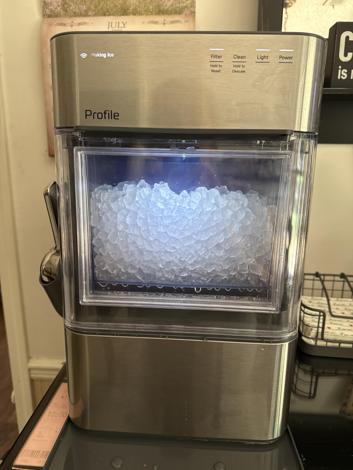 GE Profile Opal Ultra, Countertop Nugget Ice Maker, 1 Gal XL Side Tank, Amazon Exclusive, 38 lbs/Day, Pebble Pellet Crushed Ice Machine, WiFi Stainless Steel customer photo 1