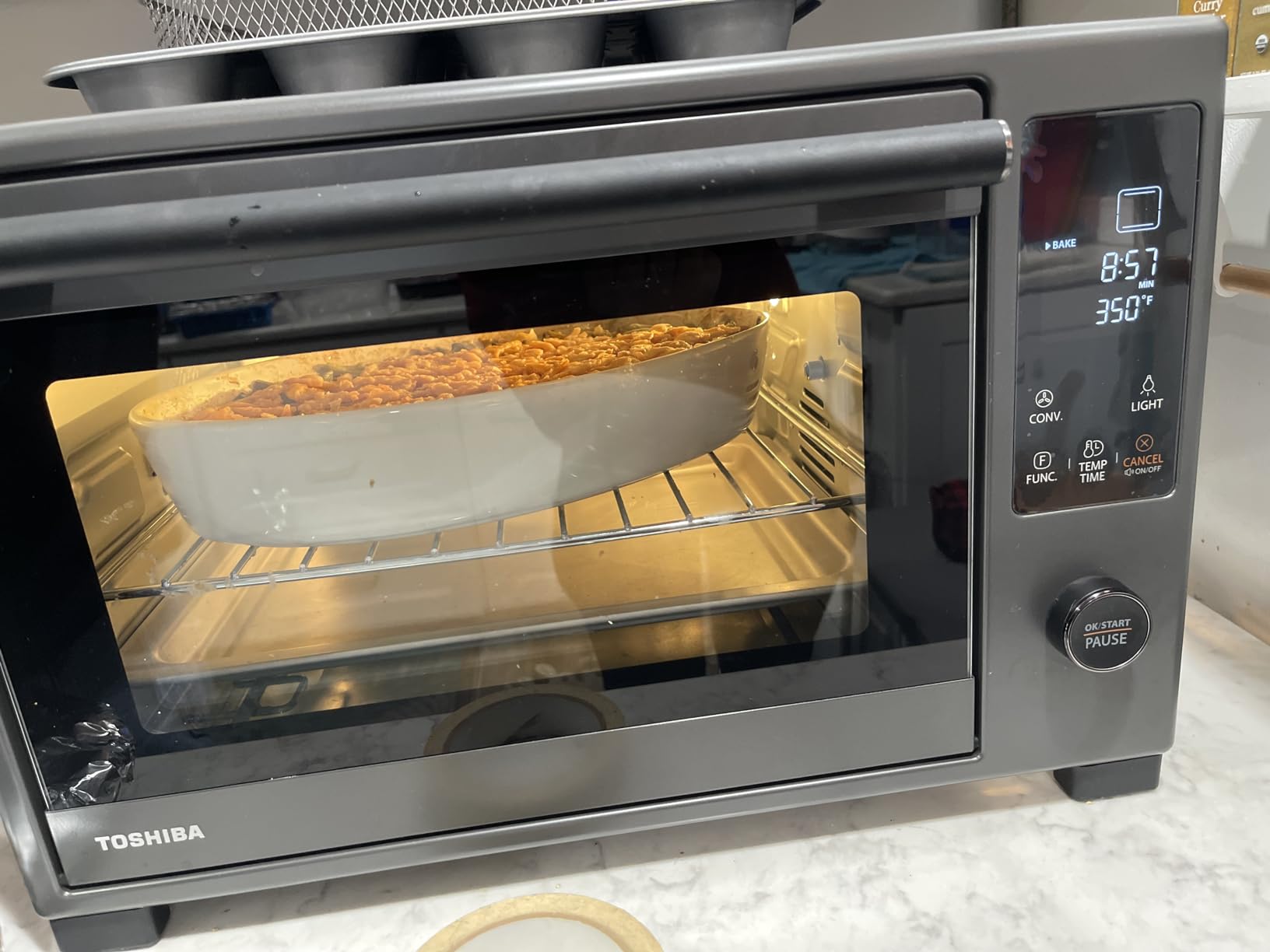 TOSHIBA ChefFry Air Fryer Toaster Oven Combo, 26.4-Quart, Stainless Steel | Bake, Broil, Pizza & Dehydrate, with Toast customer photo 2
