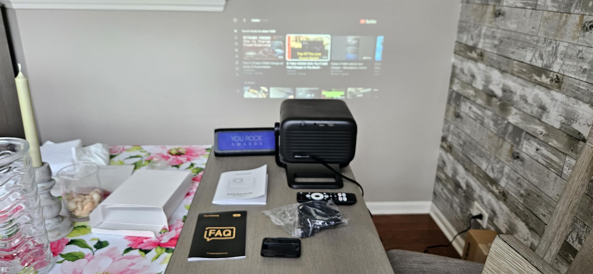 Smart 4K Projector [Google TV Stick Built-in & 360deg Stand] with WiFi 6, Bluetooth 5.3, HDR10, 30W Hi-Fi, AI Auto Focus, Outdoor Portable Short Throw Movie Projector for Home Theater Bedroom Ceiling customer photo 2