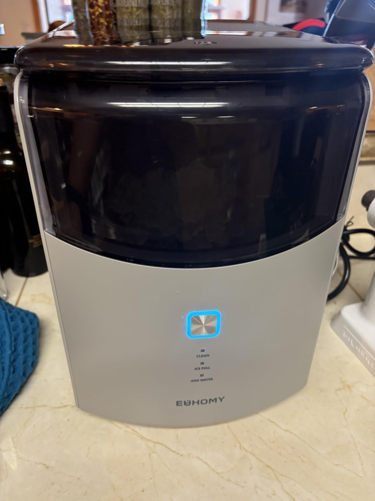 Euhomy Countertop Nugget Ice Maker, 35lbs Daily Sonic Crushed Ice Machine, Ice Ready in 5-7 Mins, Dual-Pump Self-Cleaning, Detachable Lid, Pebble Ice Maker with Basket, Scoop, 4 Packs Cleaner, Grey customer photo 2