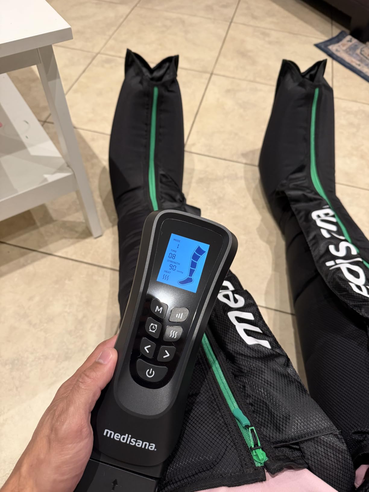 Medisana Leg Compression Massager with Heat, Full Leg & Foot Massager Compression Boots with 6 Modes, 5 Intensity and 3 Heat for Circulation and Pain Relief customer photo 1