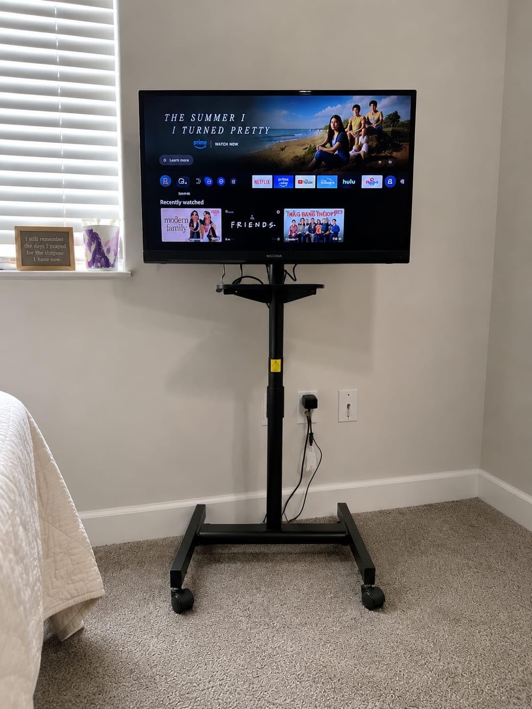 Heavy Duty Floor TV Stand for 50-100 Inch TVs, 220 lbs, Max VESA 800x600mm | Large Height Adjustable Tall Steel TV Cart with Storage Shelf for Living Rooms, Offices, Gyms, Classrooms, and Events, Black customer photo 2