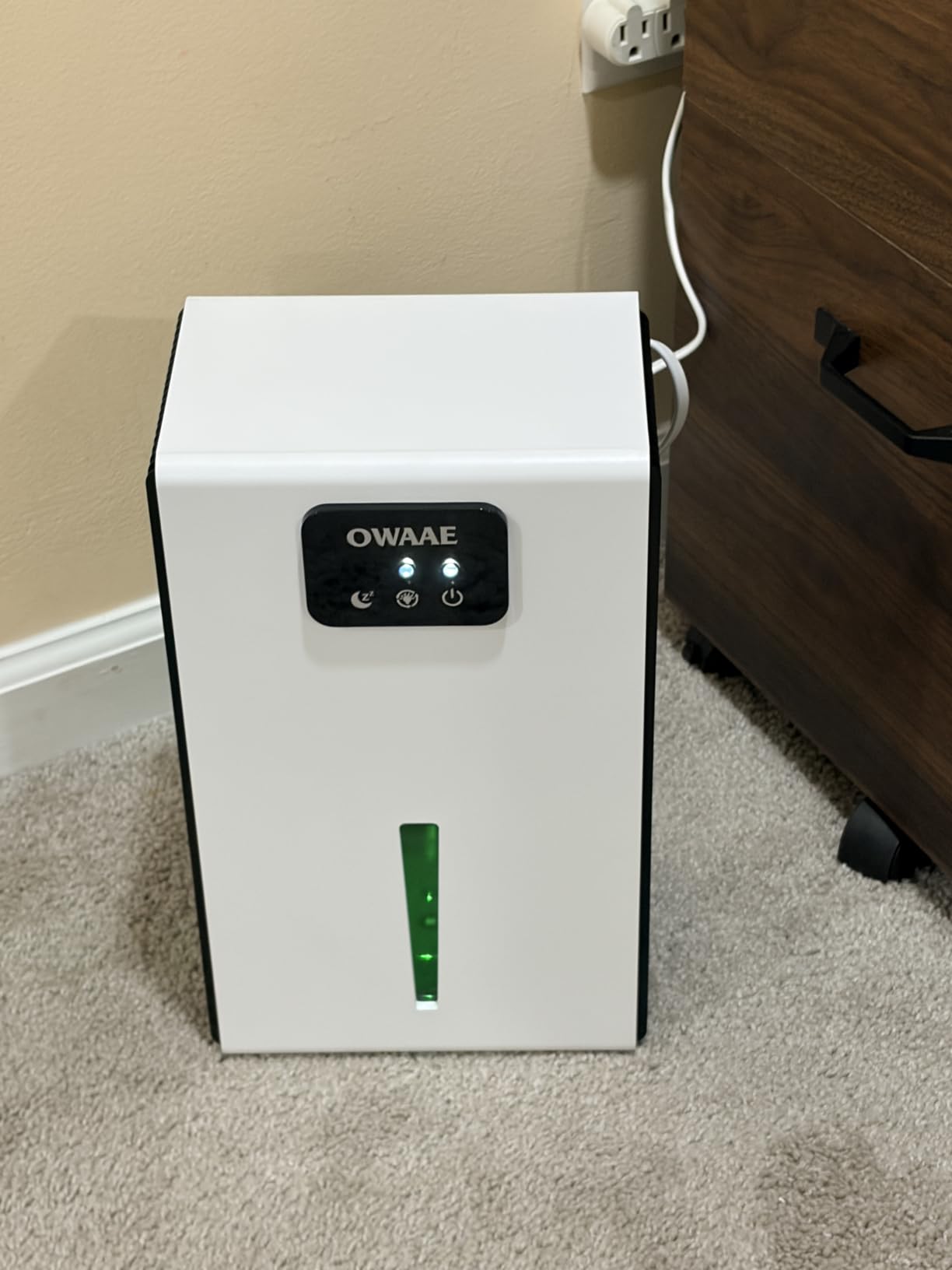 Dehumidifier for Home with Auto Shutoff Sleep Mode, 1000 Sq Ft | Quiet for Bedroom Basement Bathroom with Portable 95oz Water Tank, Auto Shutoff, 7-color LED light, White customer photo 1