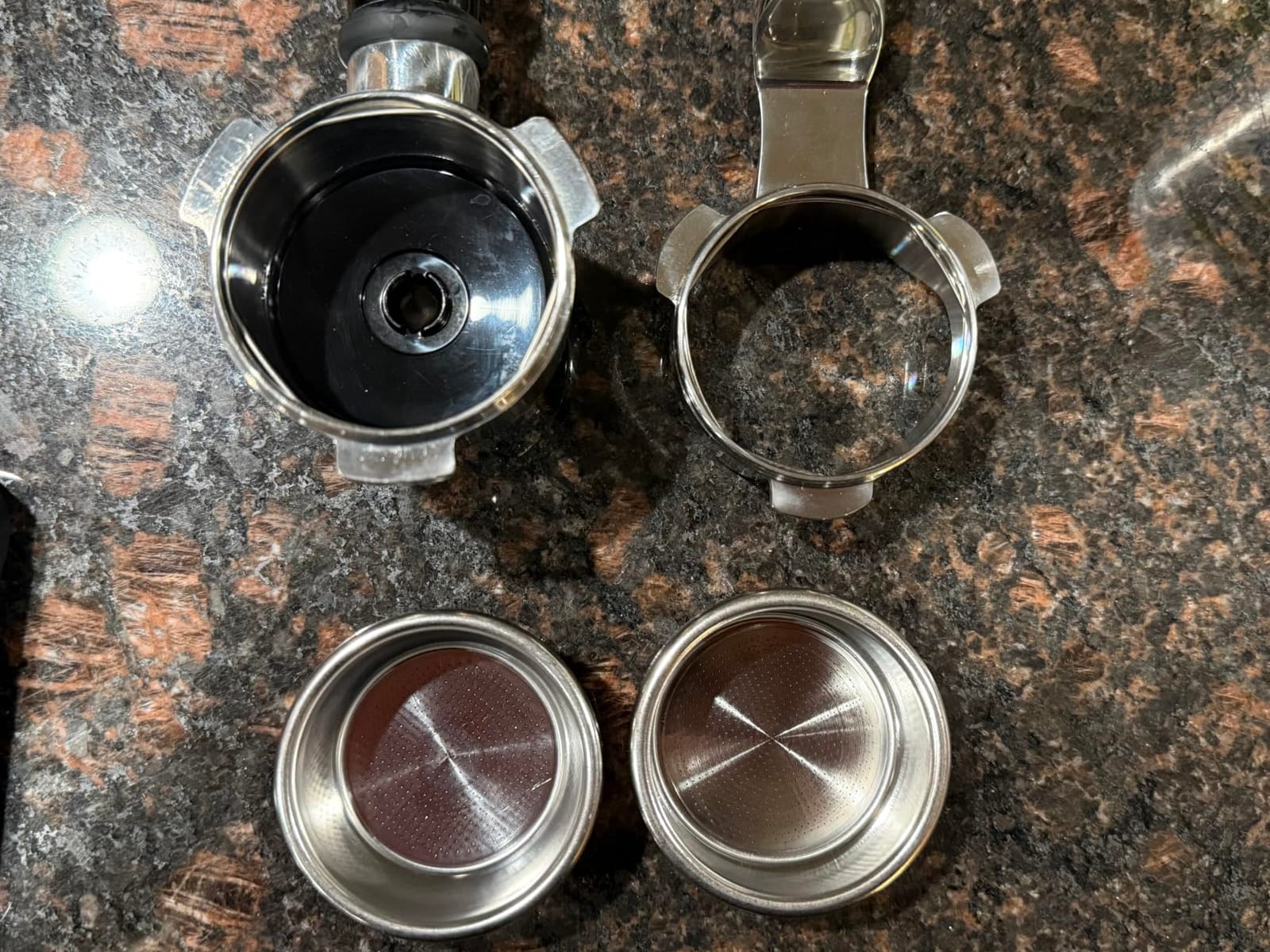 Bottomless Portafilter 54mm for Breville Barista | Walnut handle with lay-flat design helps prevent tipping during prep. Fits Express, Pro, Touch, Bambino Plus and Infuser customer photo 1