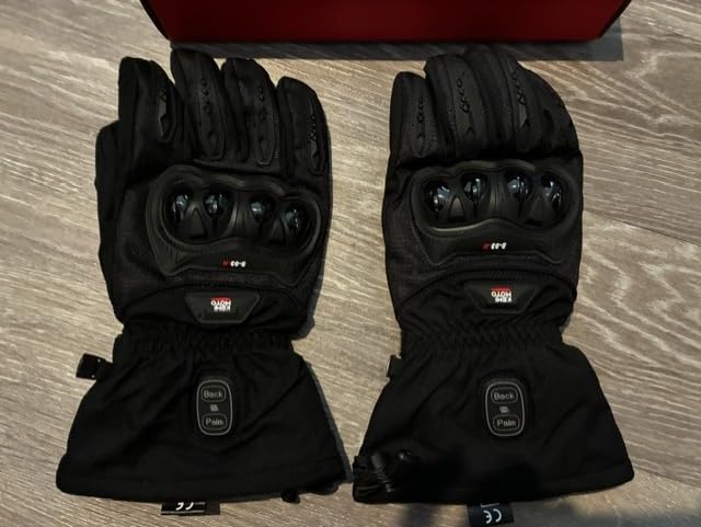 KEMIMOTO Heated Motorcycle Gloves for Men, Dual Zone Heating 7.6V 3000mAh Rechargeable Heated Gloves, Waterproof Windproof Winter Riding Gloves with TPU Knuckle Protection, Touchscreen Compatible customer photo 1