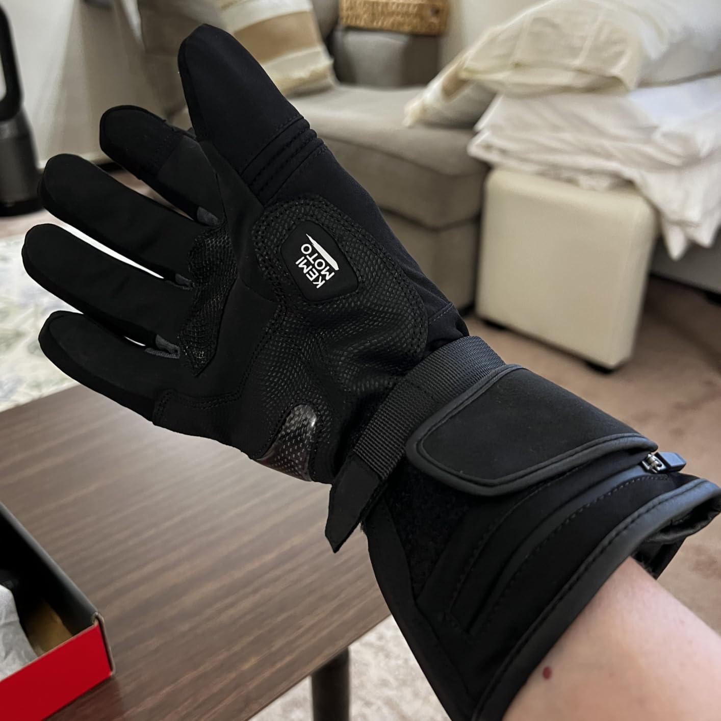 KEMIMOTO Heated ADV Riding Gloves, Waterproof Dual-Zone Winter Gloves customer photo 2