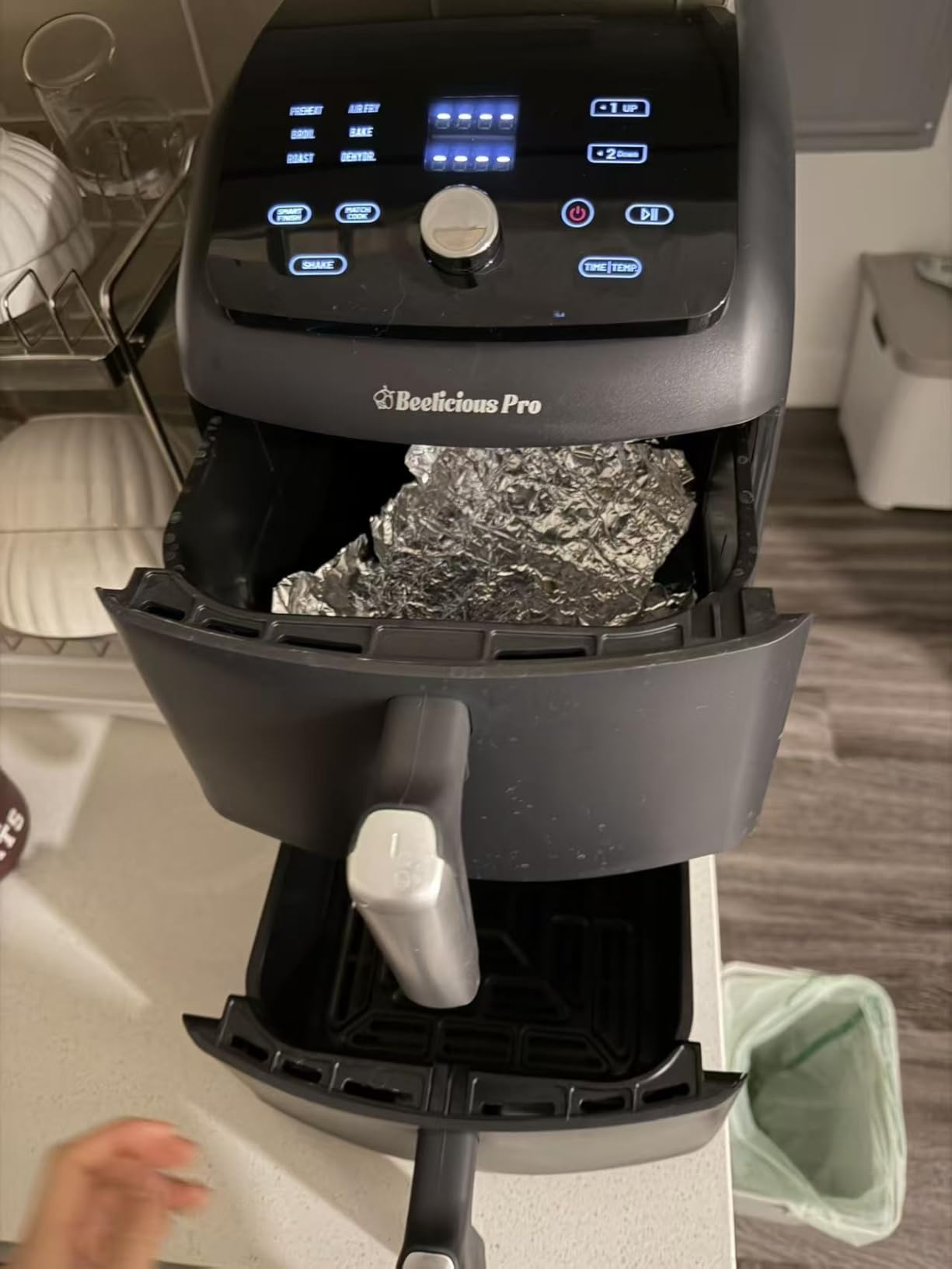 12QT Large Double Air Fryer, Family-Size Dual Airfryer with 2 Baskets, SyncHeat Even Heating, Stacked Compact Design, Smart Finish & Match Cook, PFAS-Free Nonstick, Dishwasher-Safe, Black customer photo 1