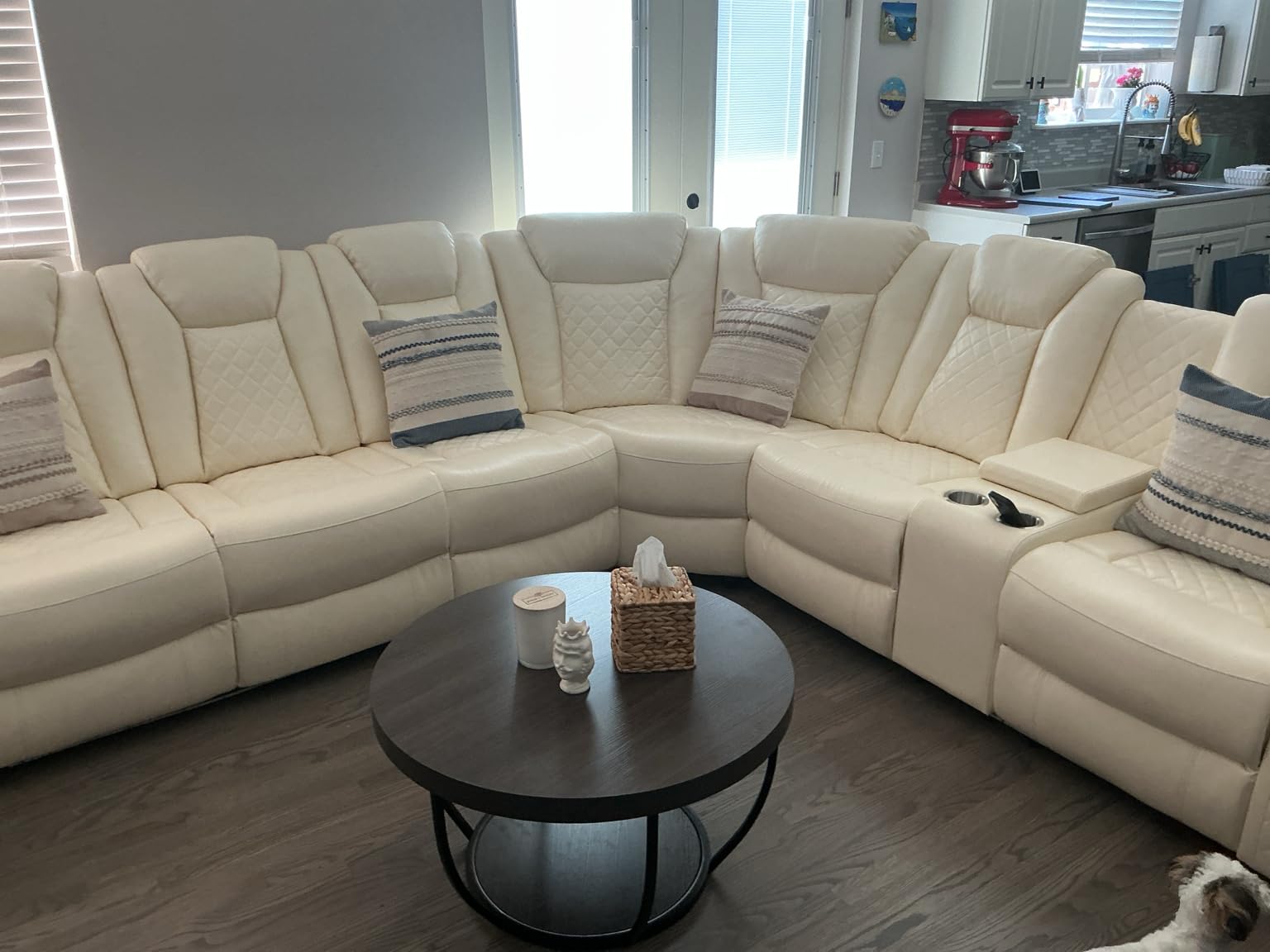 Leather Power Reclining Sectional Sofa with Bass Speakers for Living Room | L-Shaped Recliner Couch with USB Ports, Cup Holders and Storage, Living Room Furniture Set for Home, Office & Apartment customer photo 1