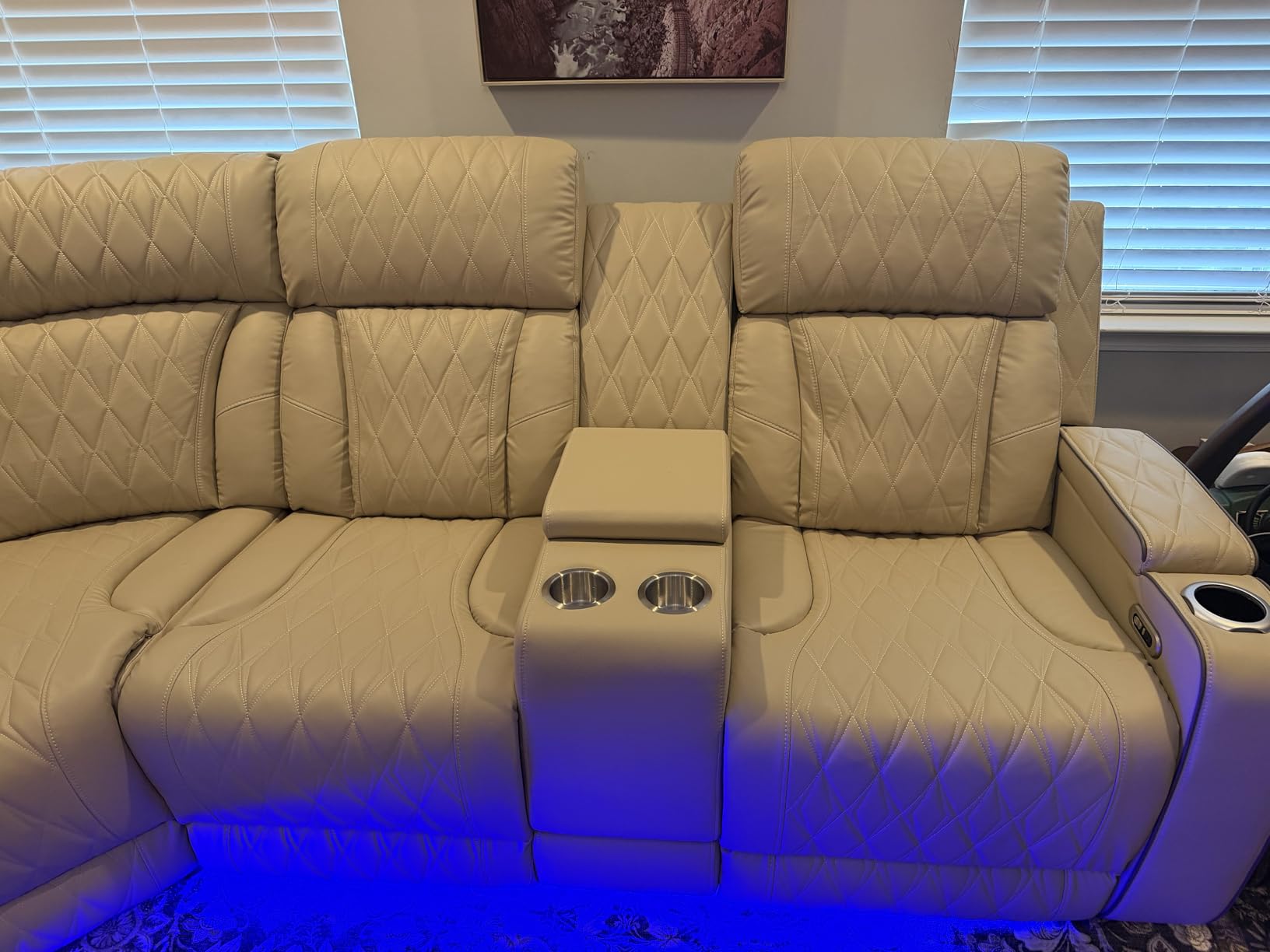 Leather Power Reclining Sectional Sofa with Bass Speakers for Living Room | L-Shaped Recliner Couch with USB Ports, Cup Holders and Storage, Living Room Furniture Set for Home, Office & Apartment customer photo 2