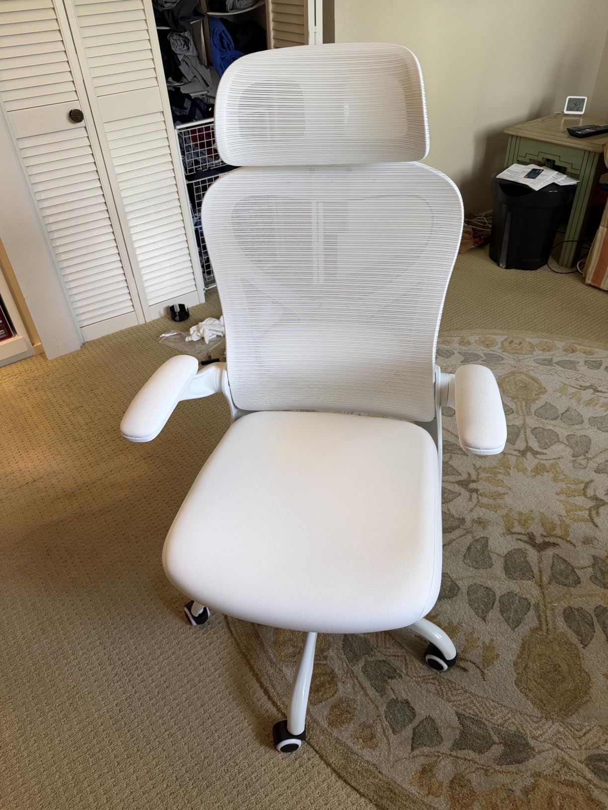 Ergonomic Office Chair, Mesh Desk Chair with Headrest, Lumbar Support, Thick Seat Cushion, Flip-up Arms, High Back Computer Task Chairs for Home Office, Black/Gold customer photo 1